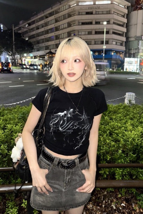 クロップドスタープリントTシャツ KSG20841