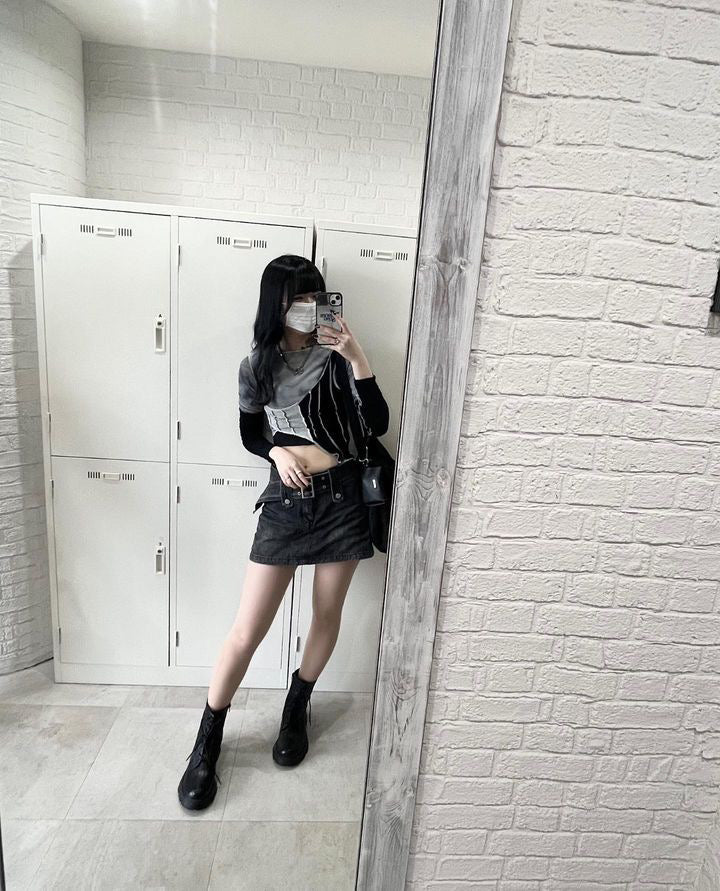 ❤️❤️パーカー セットアップ 韓国 スカート オーバーサイズ  グレー
