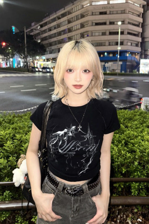 クロップドスタープリントTシャツ KSG20841