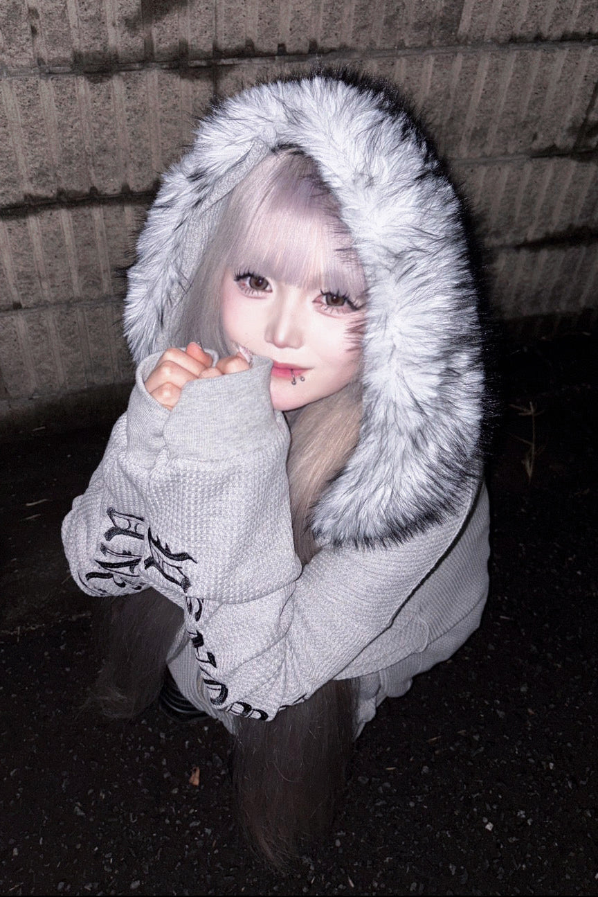 Ash fur waffle hoodie KsG30081