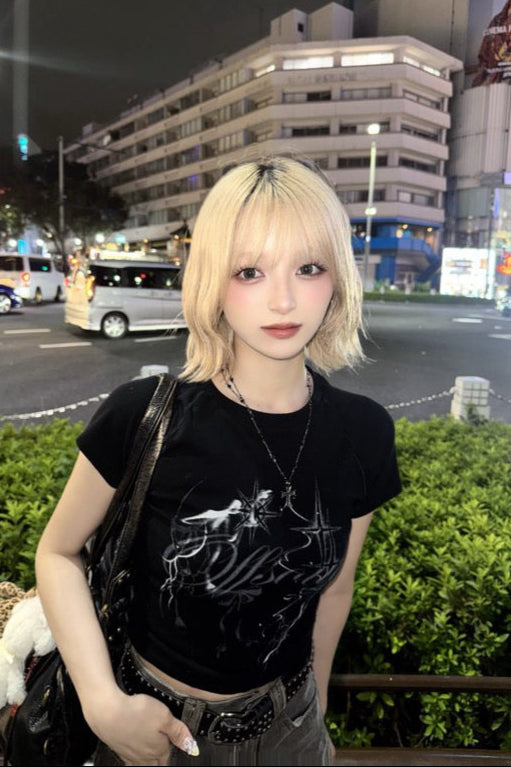 クロップドスタープリントTシャツ KSG20841