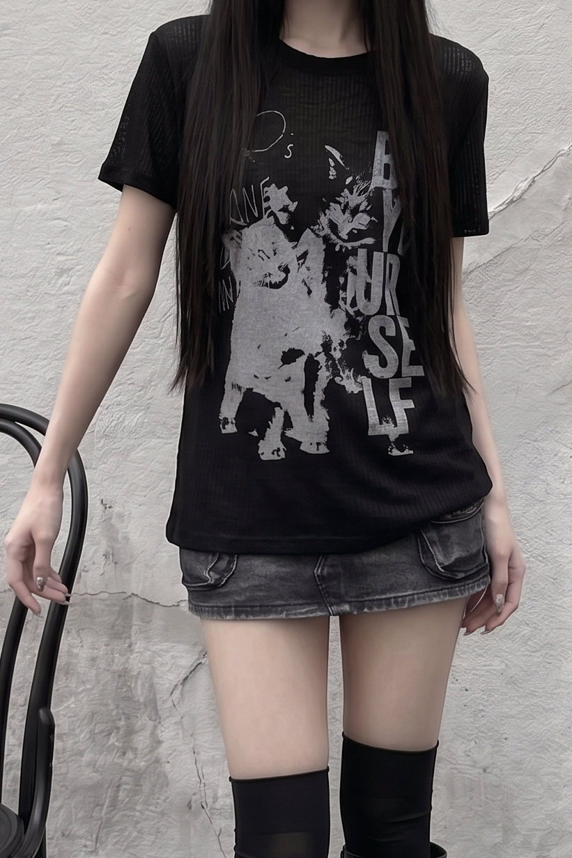 シースルーキャットTシャツ KSG21341