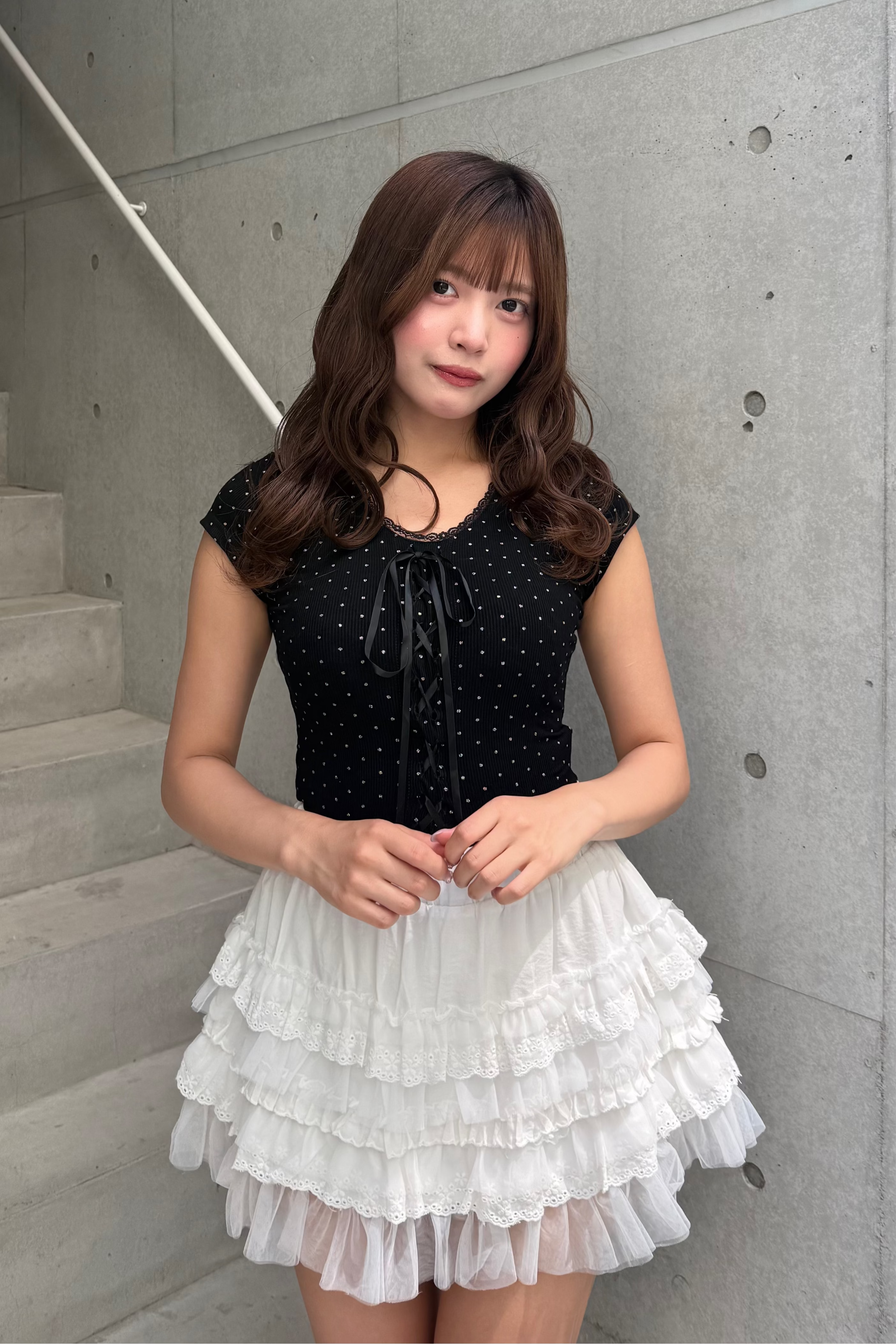 レースアップドットTシャツ KSG20906
