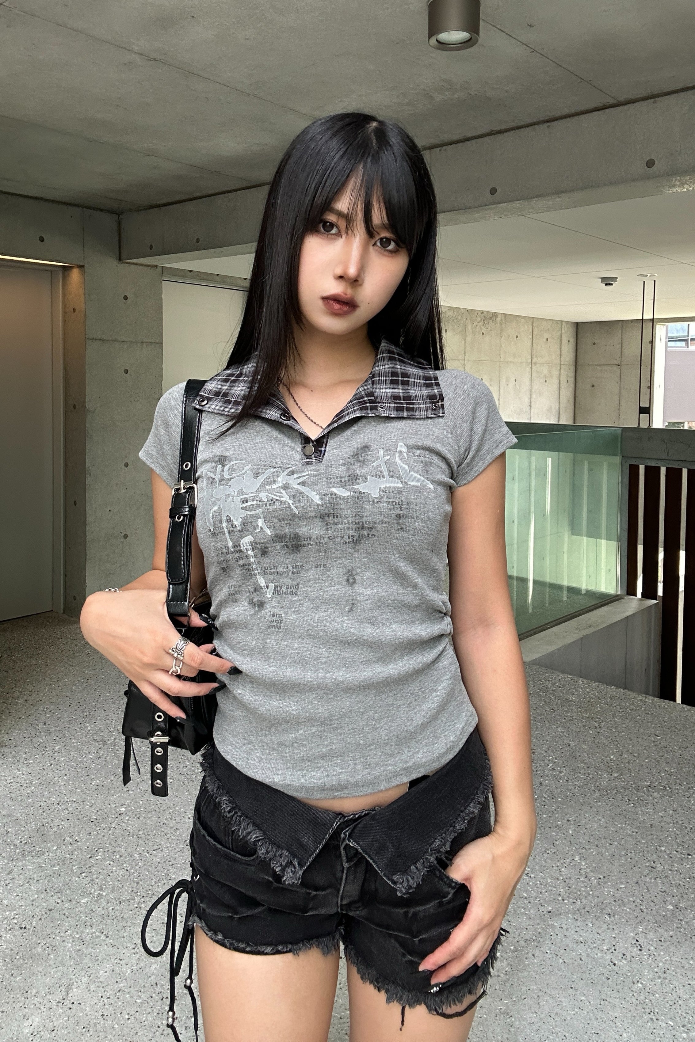 check neck shirring top KSG20923