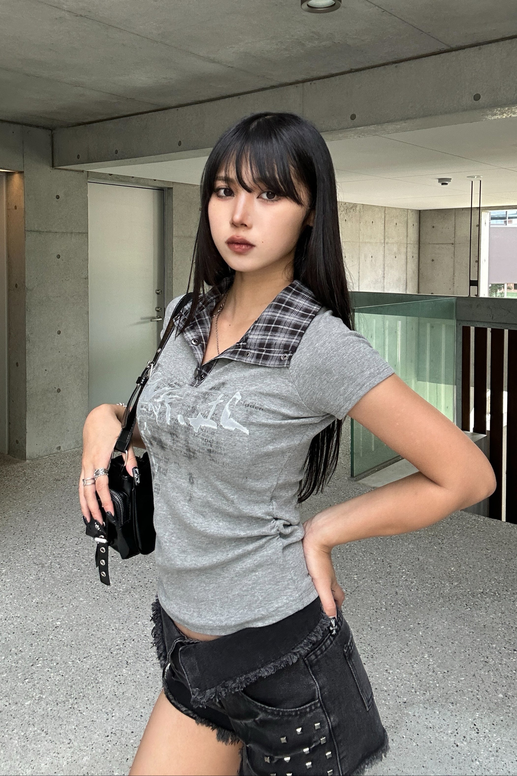 check neck shirring top KSG20923