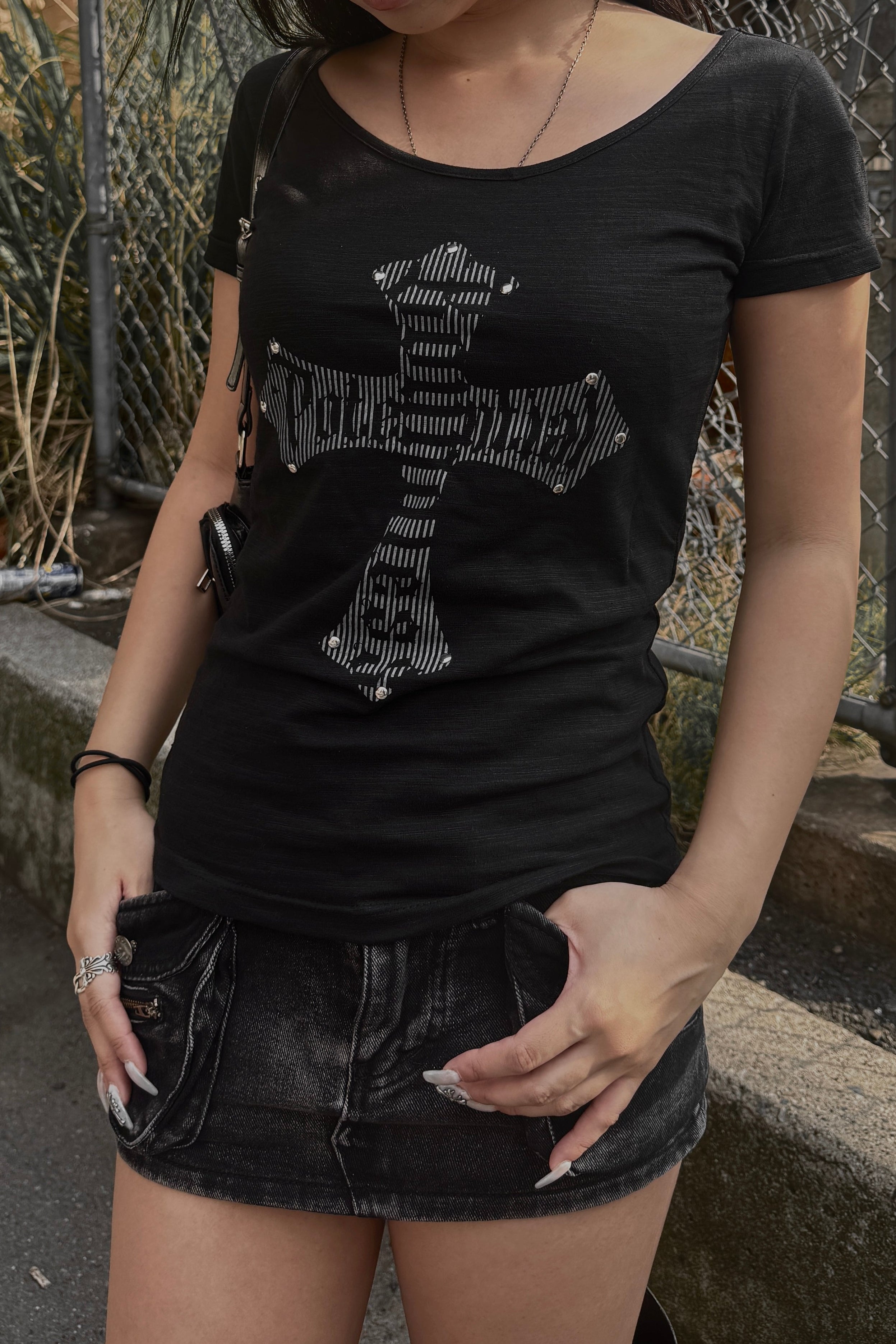クロスデザインレタリングTシャツ KSG21231