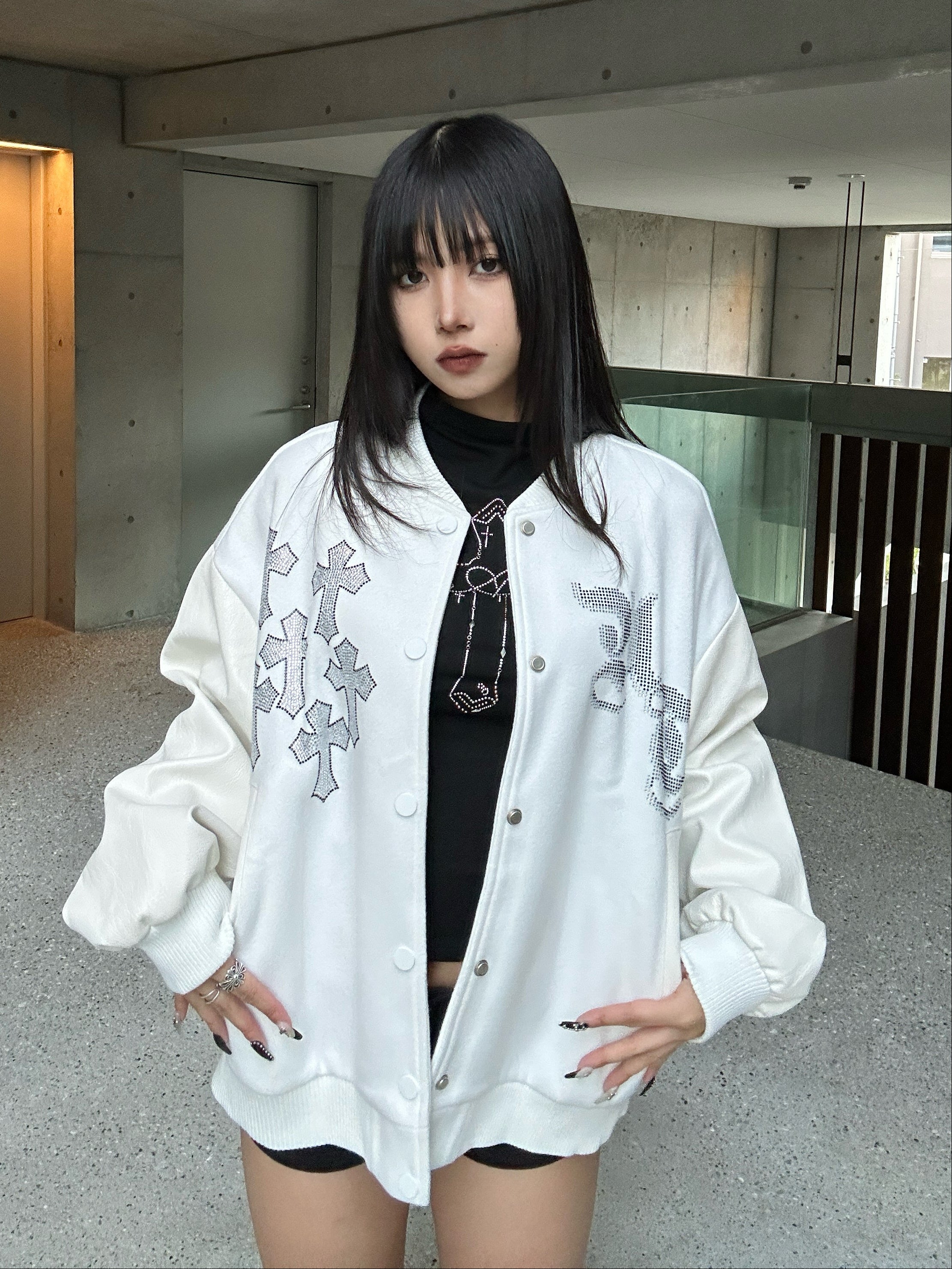 Rhinestone Cross Studium Jacket KSG30056