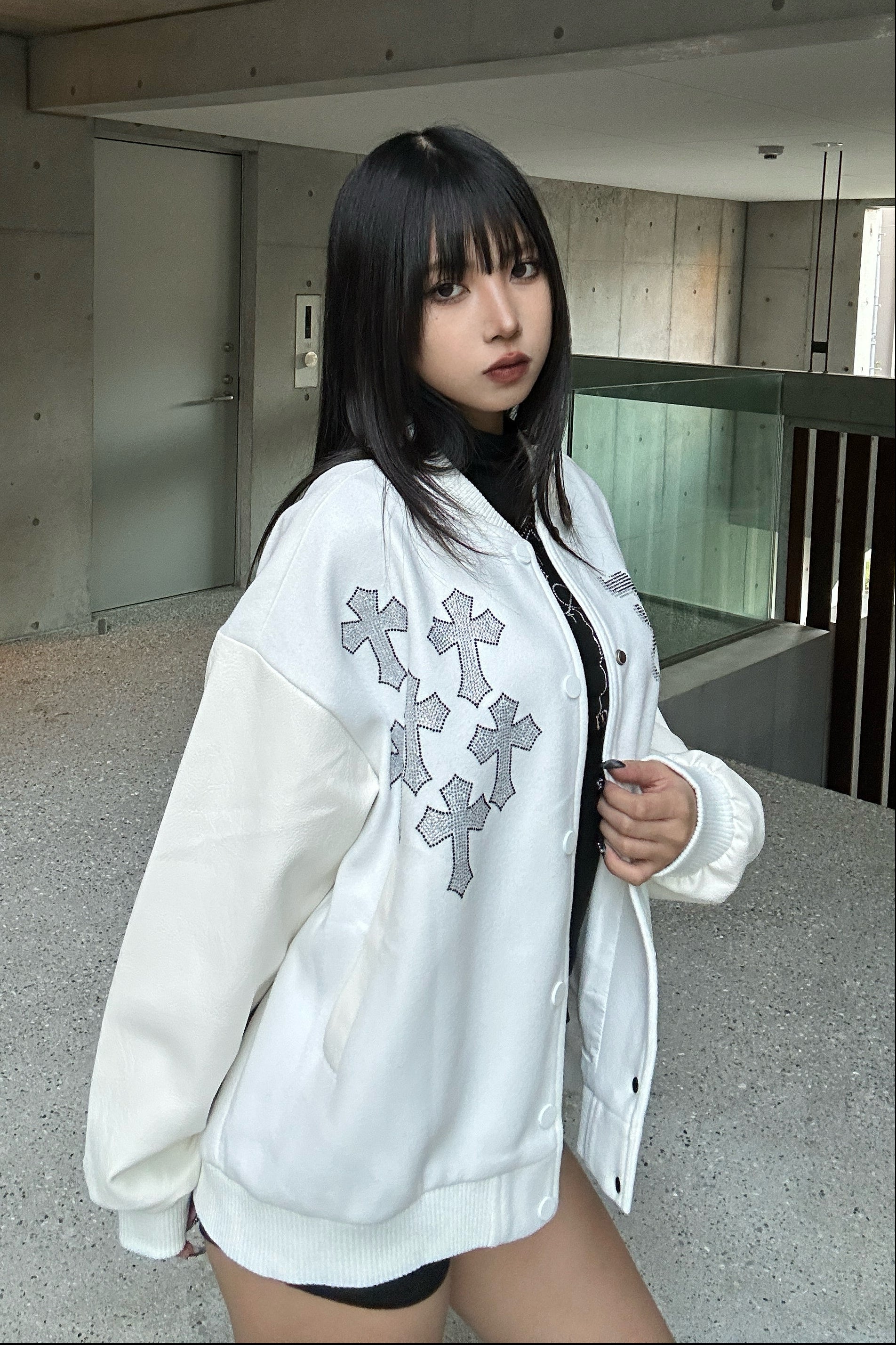 Rhinestone Cross Studium Jacket KSG30056