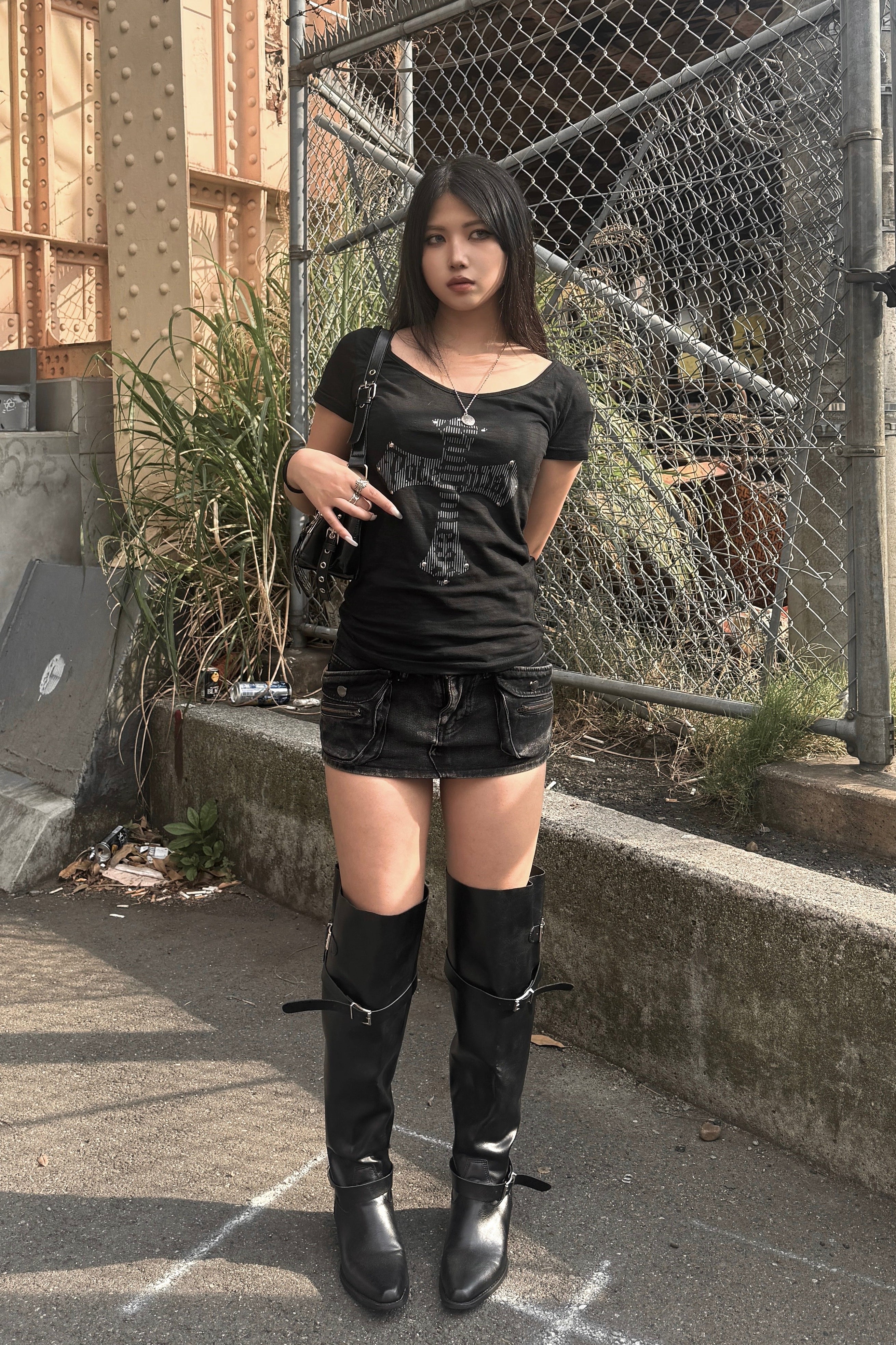 クロスデザインレタリングTシャツ KSG21231