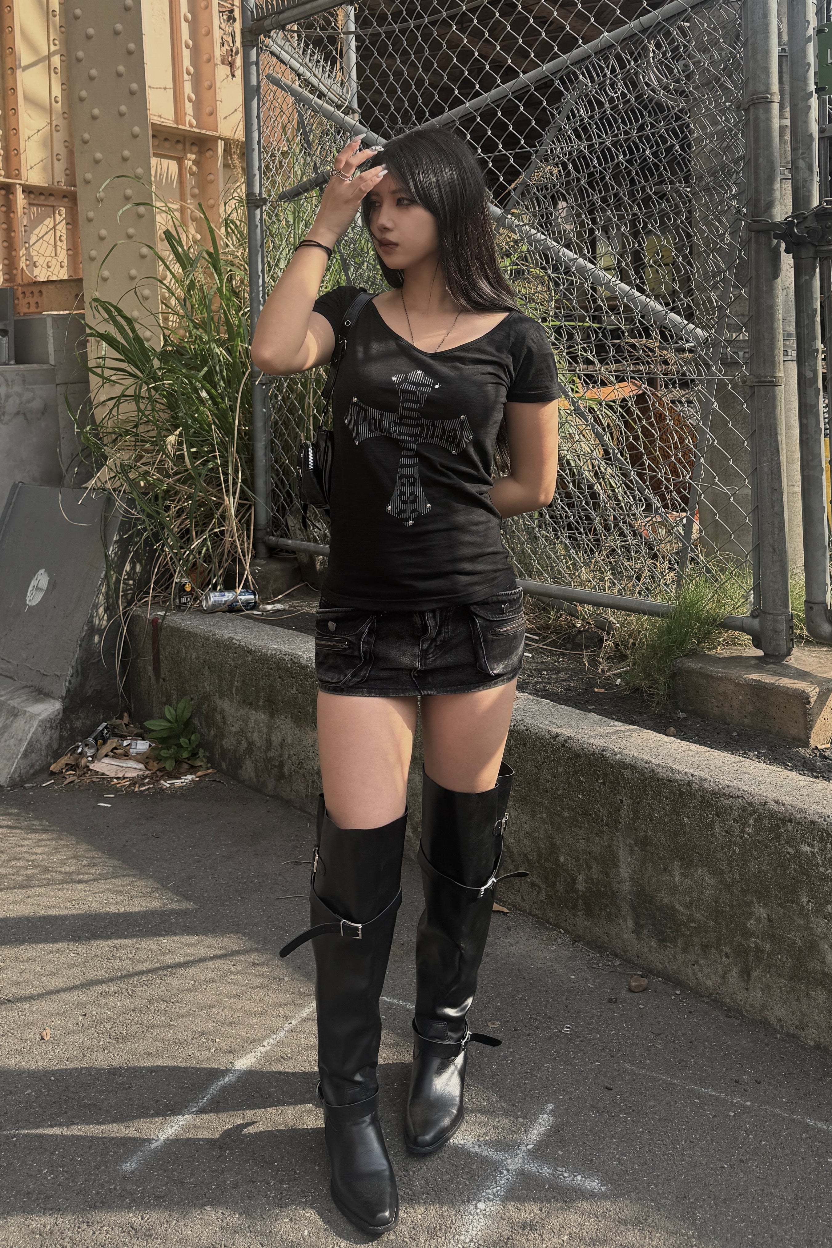 クロスデザインレタリングTシャツ KSG21231