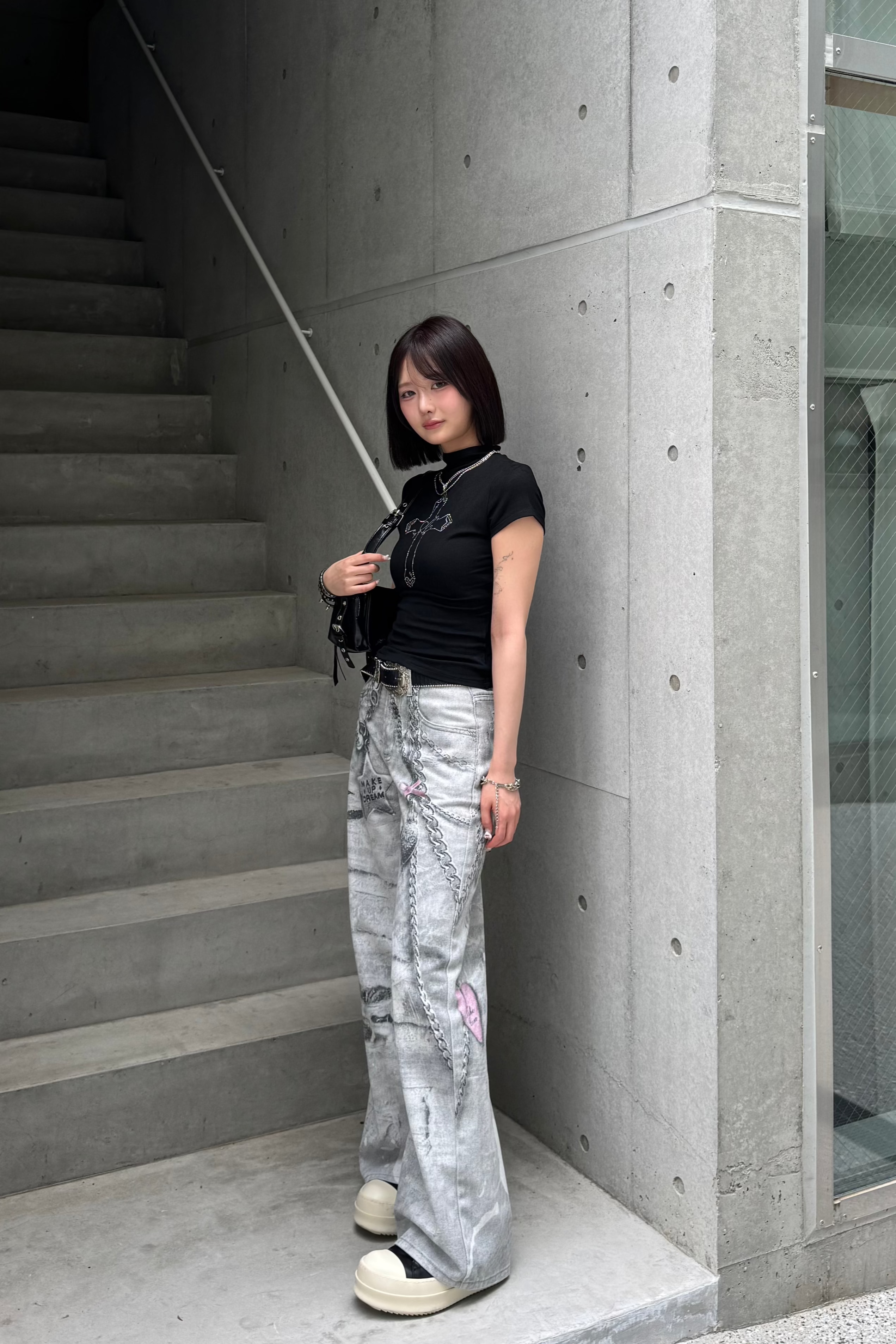 silver chain accent jeans KSG19299