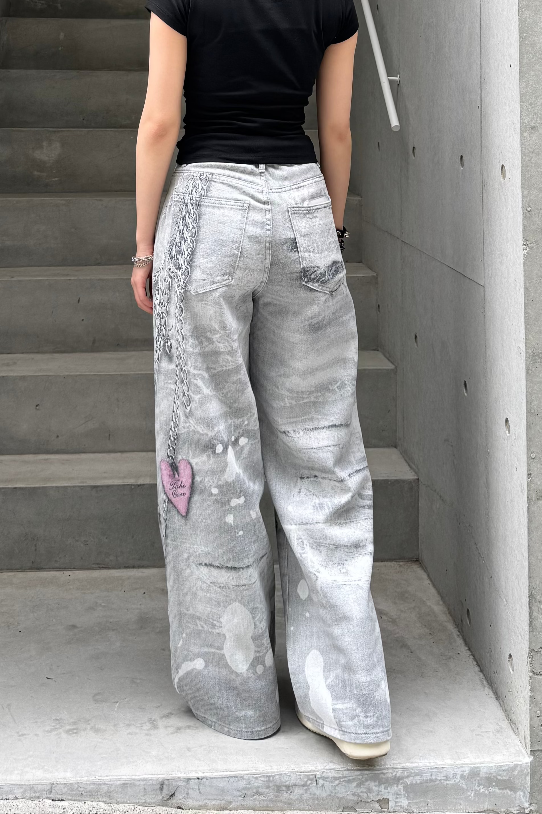 silver chain accent jeans KSG19299