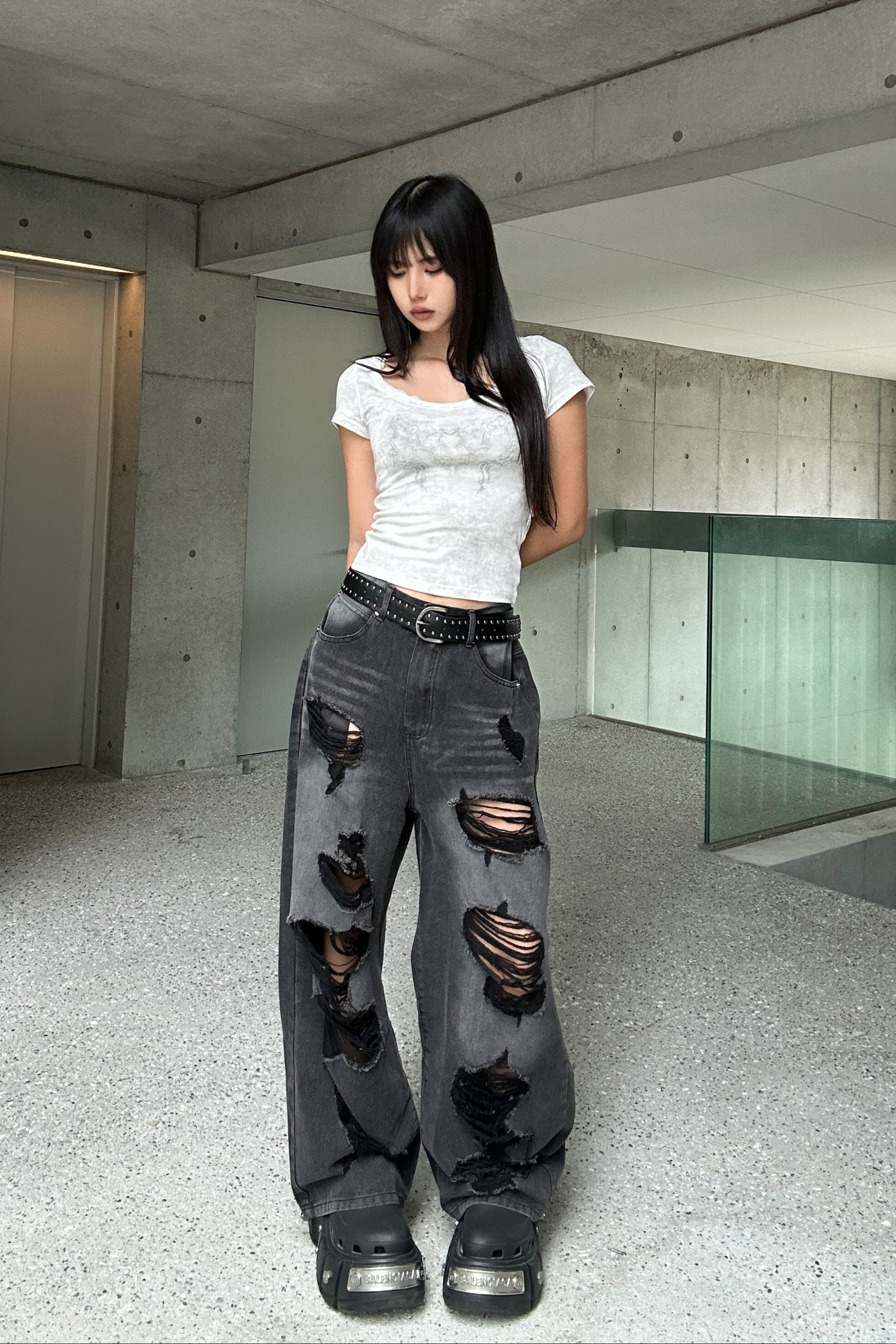 lace round neck T KSG20918