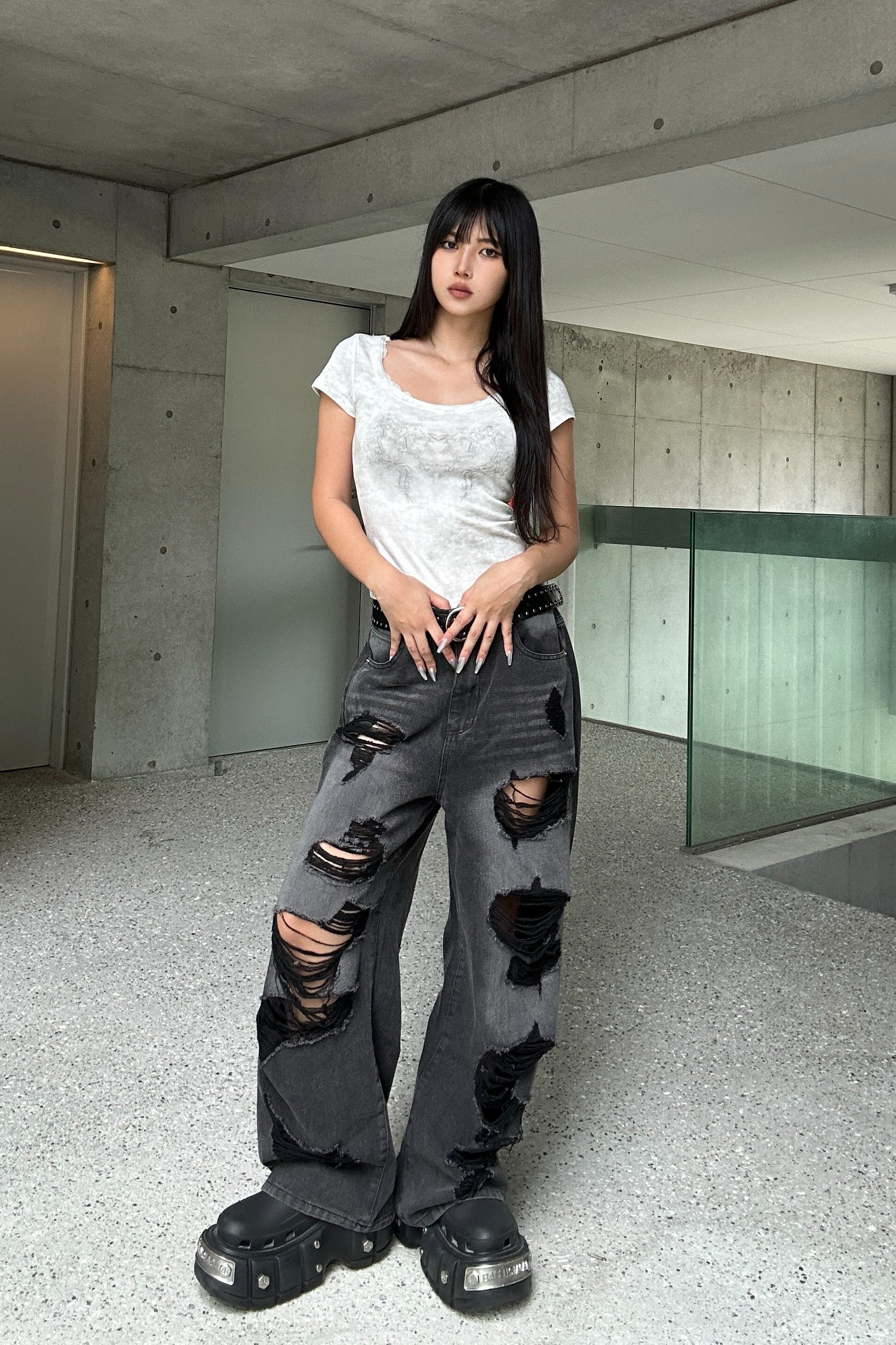 lace round neck T KSG20918