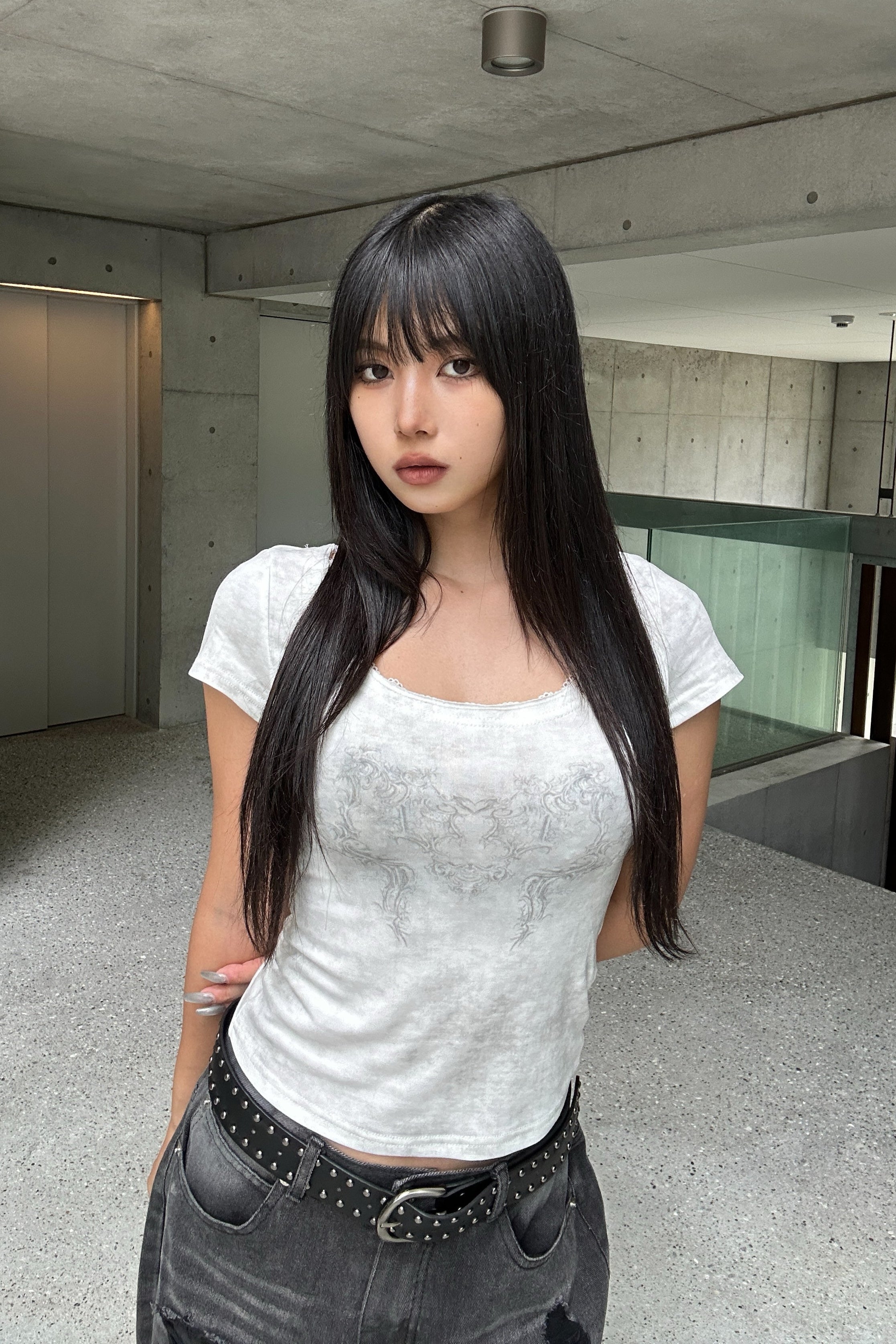 lace round neck T KSG20918