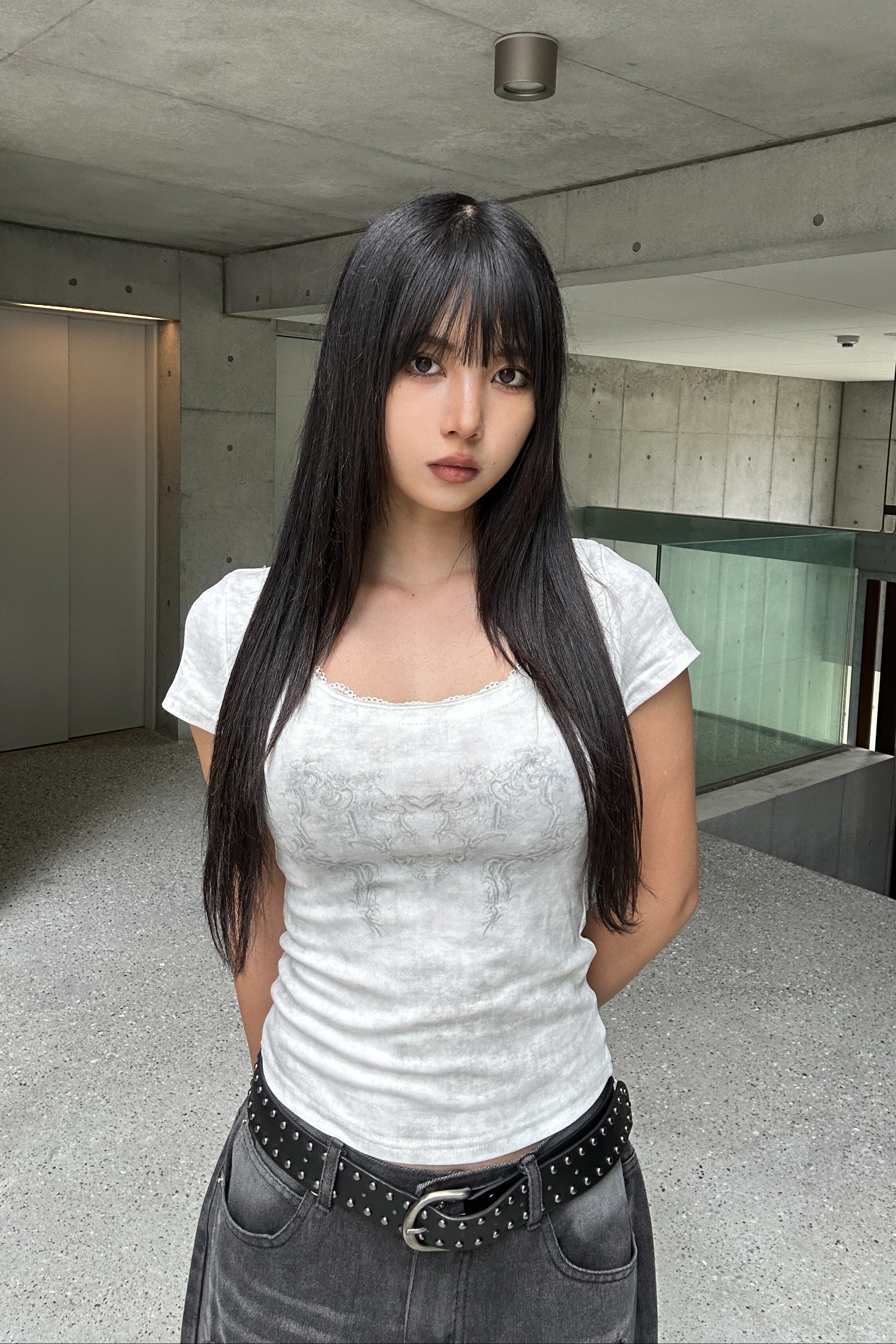 lace round neck T KSG20918