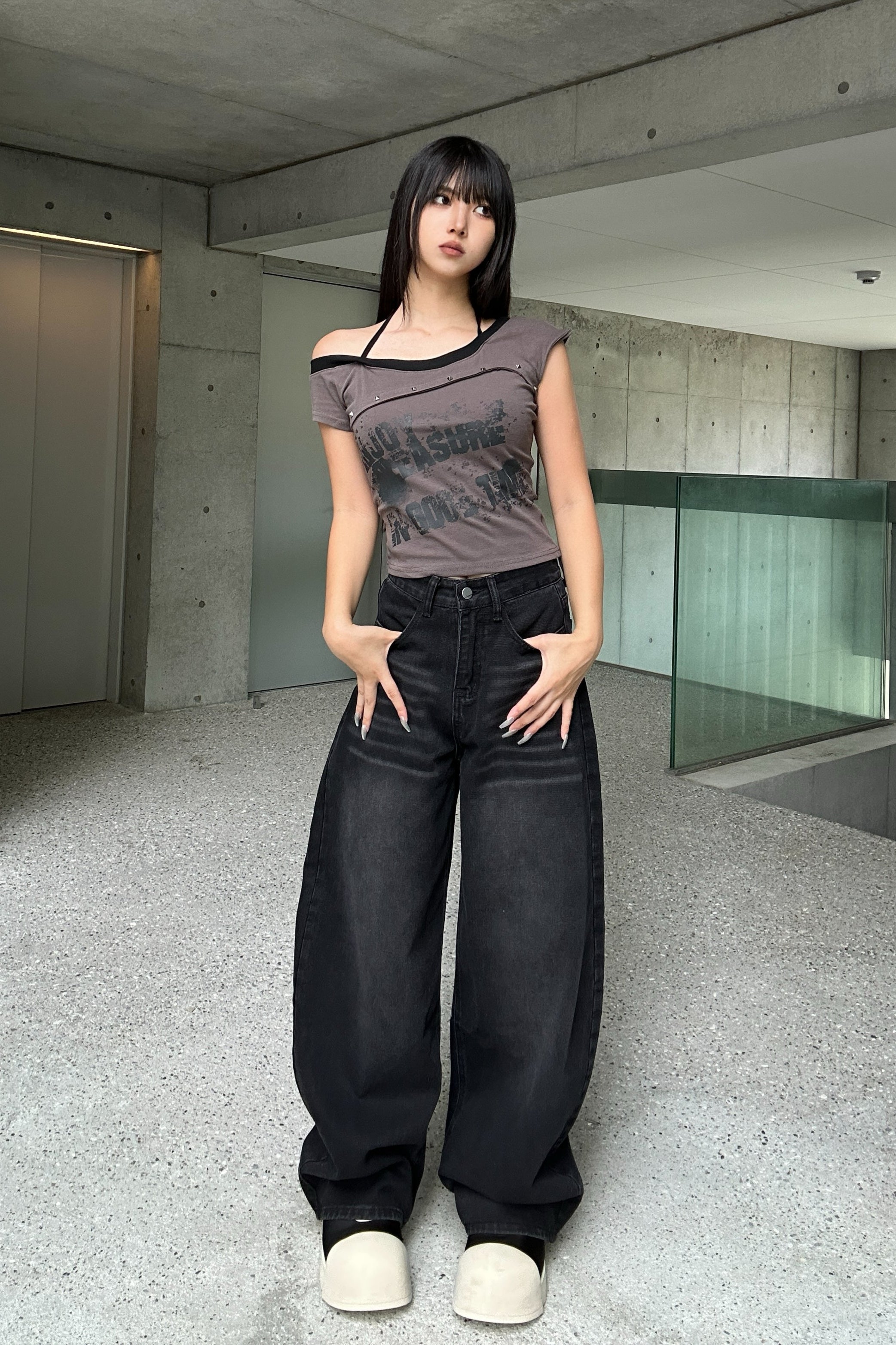 studs halter layered neck T KSG20914
