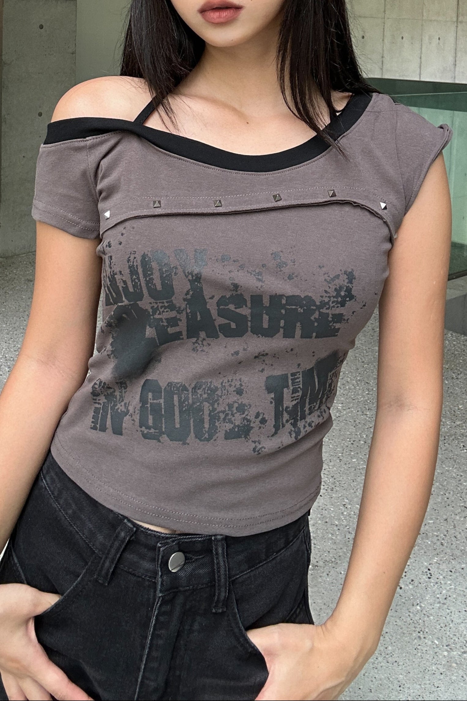 studs halter layered neck T KSG20914