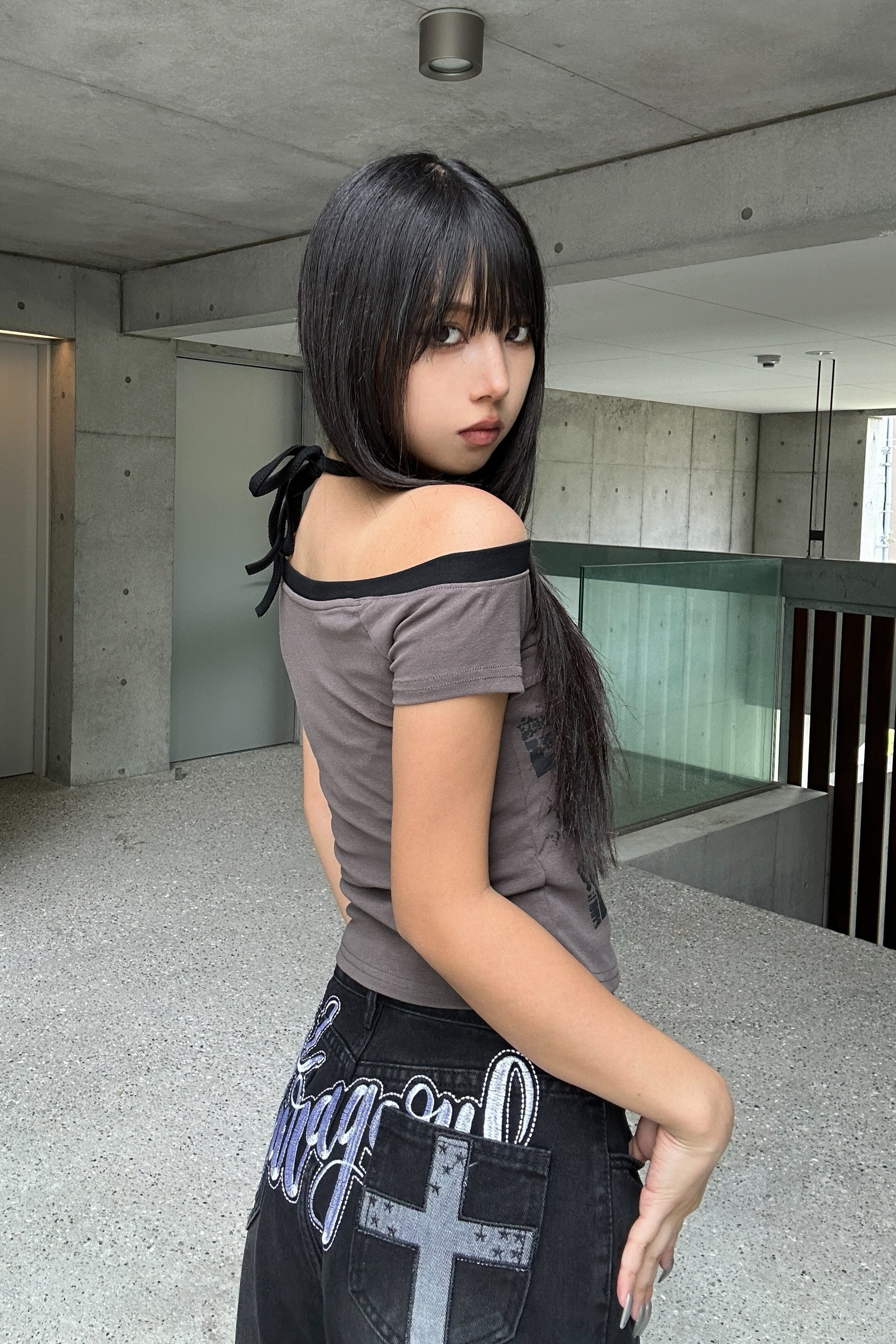 studs halter layered neck T KSG20914