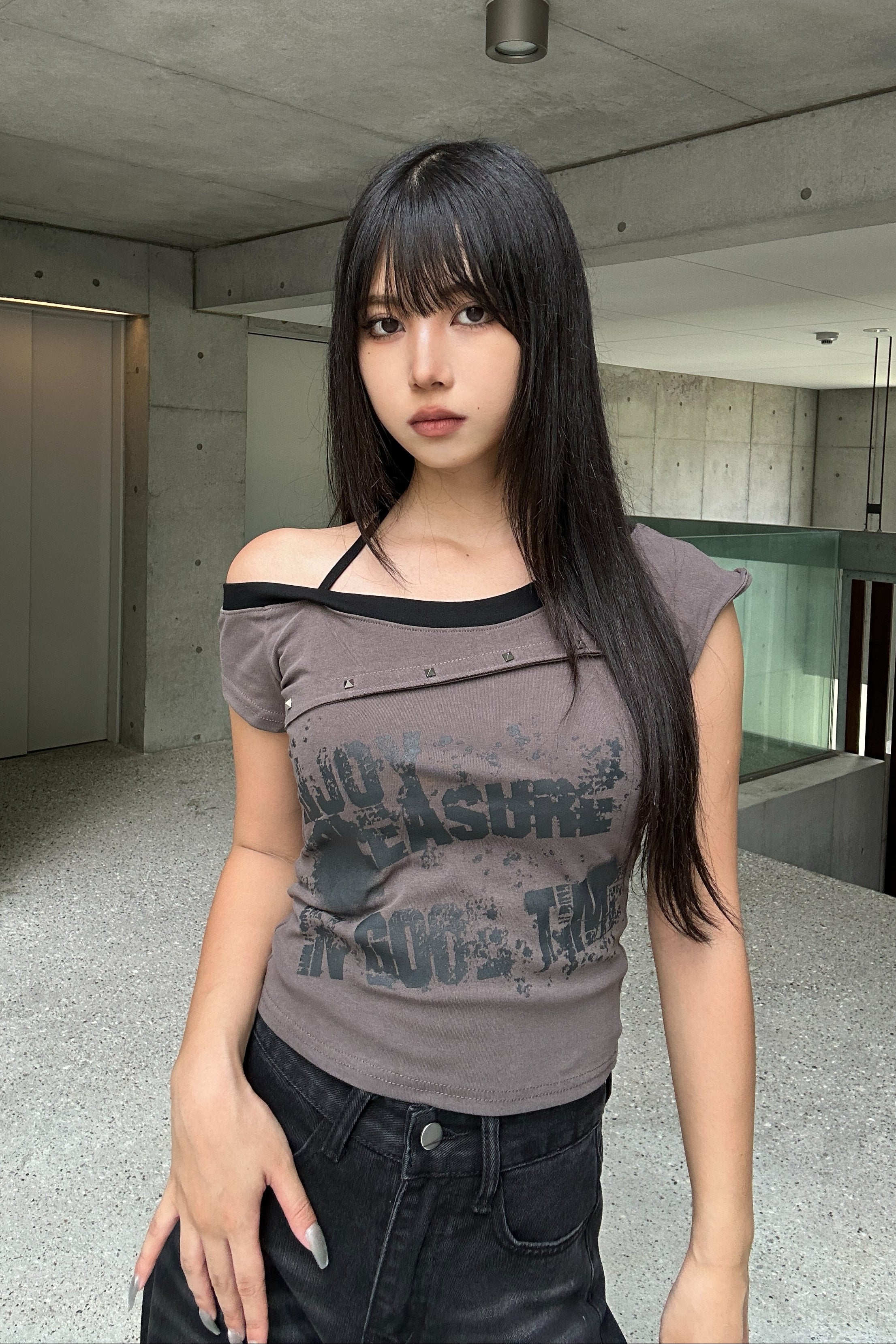 studs halter layered neck T KSG20914