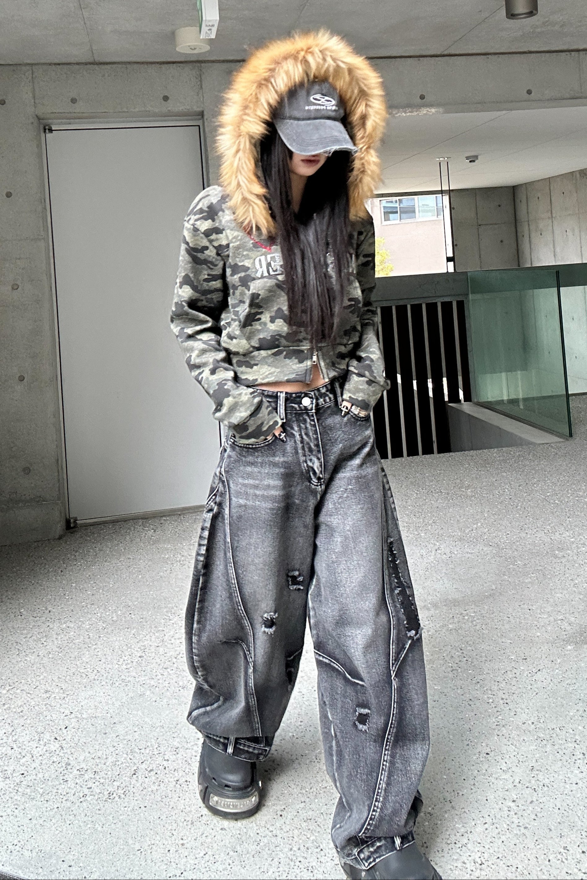 damage balloon denim  KSG19267