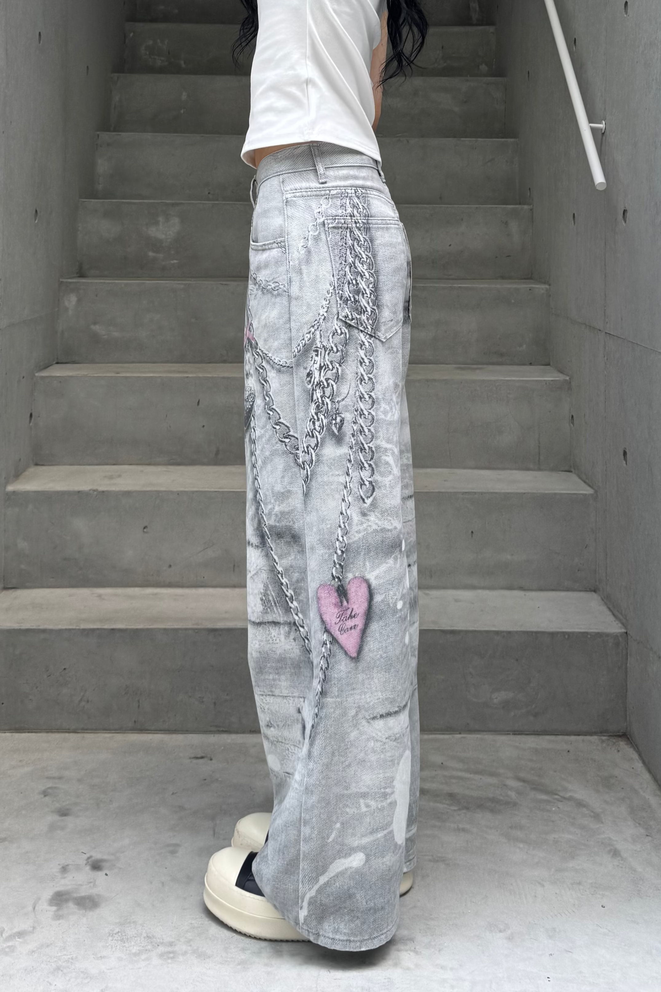 silver chain accent jeans KSG19299