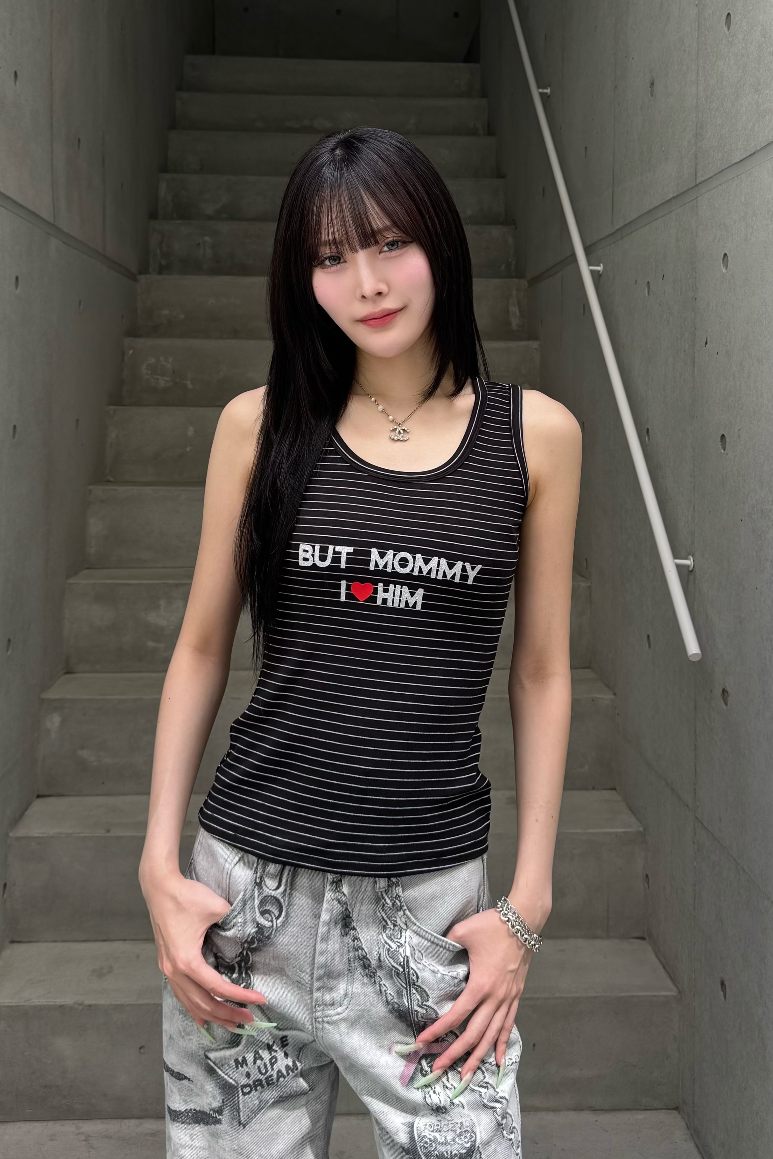 border glitter tank top KSG20900