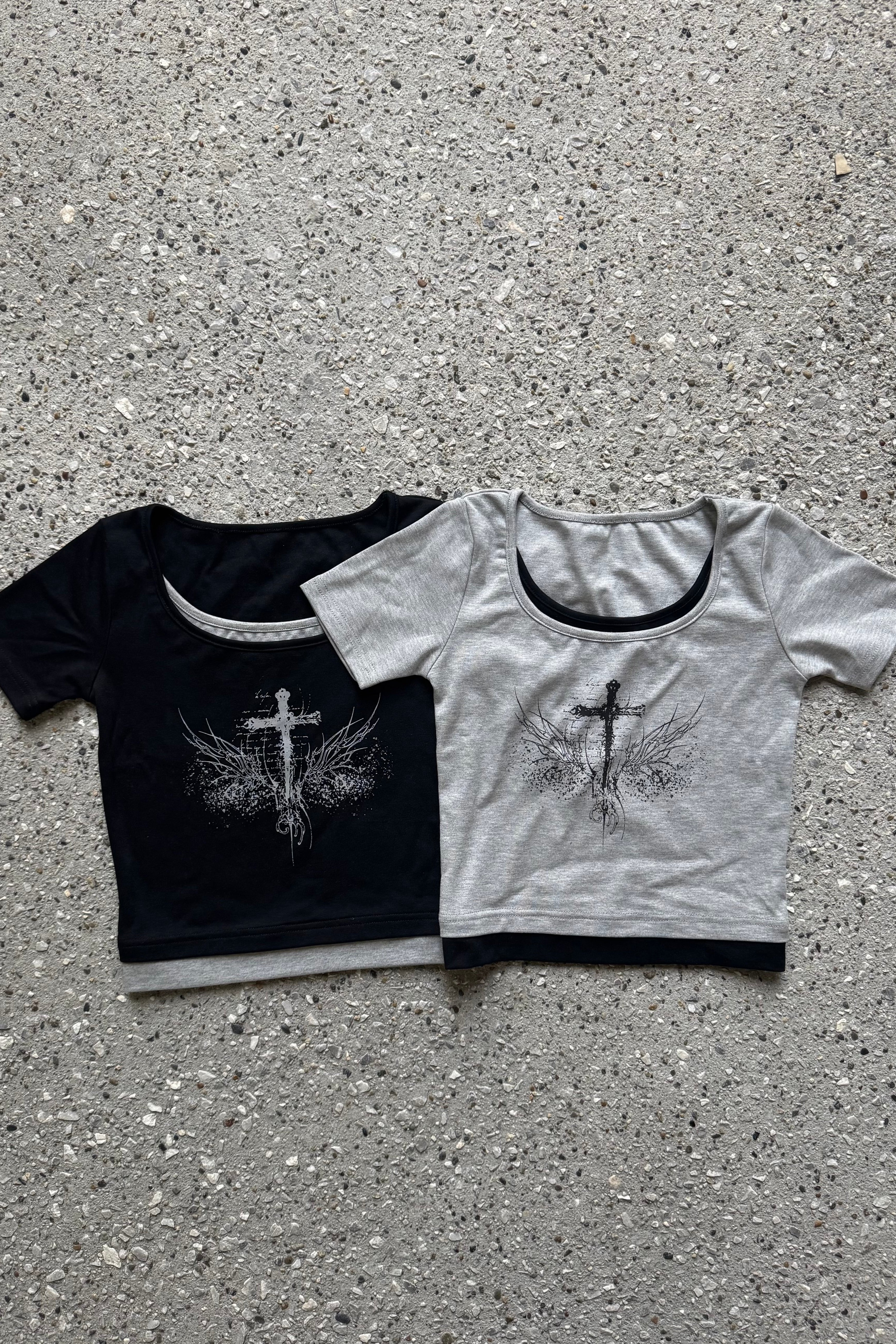 クロスデザインクロップドTシャツ KSG20940
