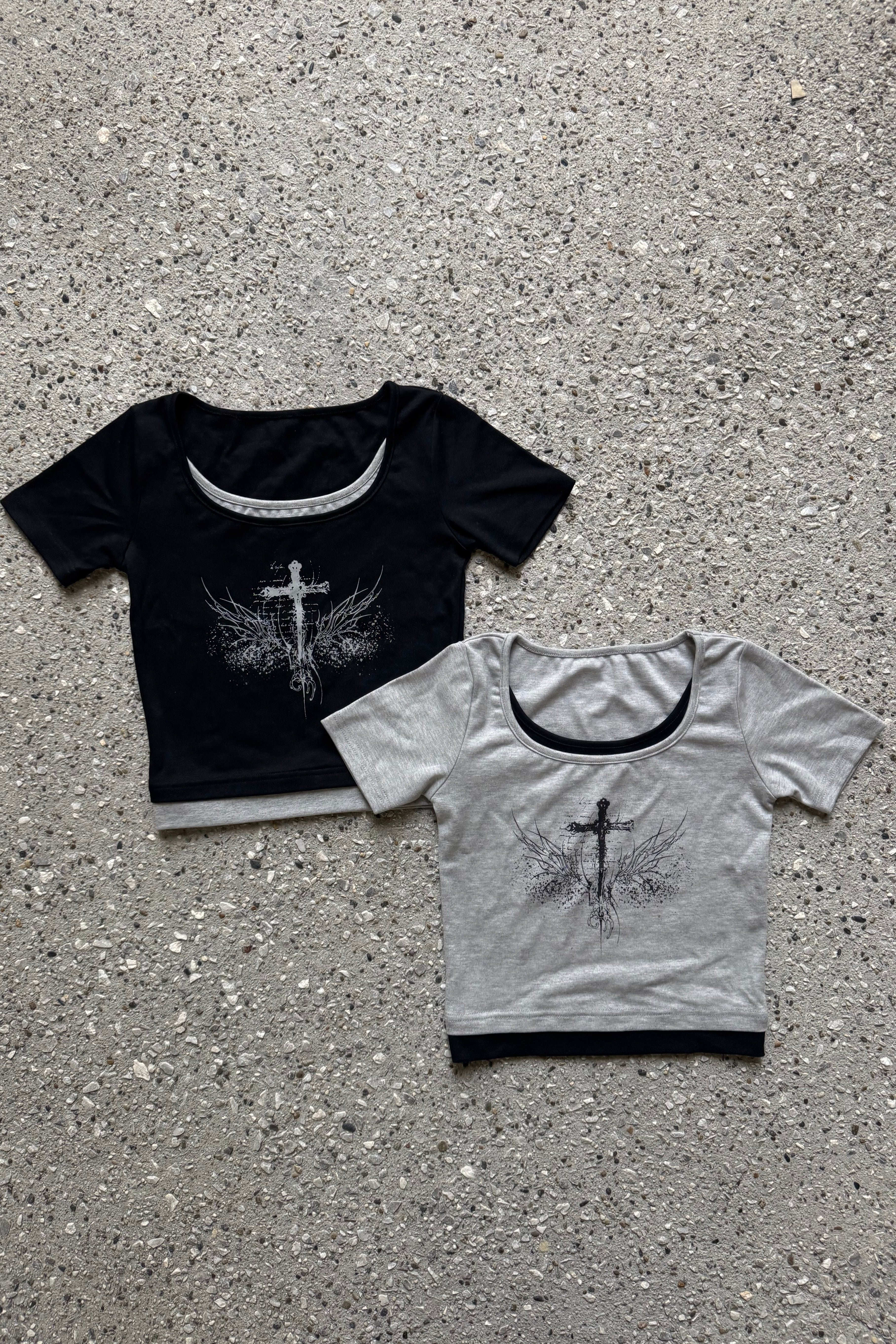 クロスデザインクロップドTシャツ KSG20940