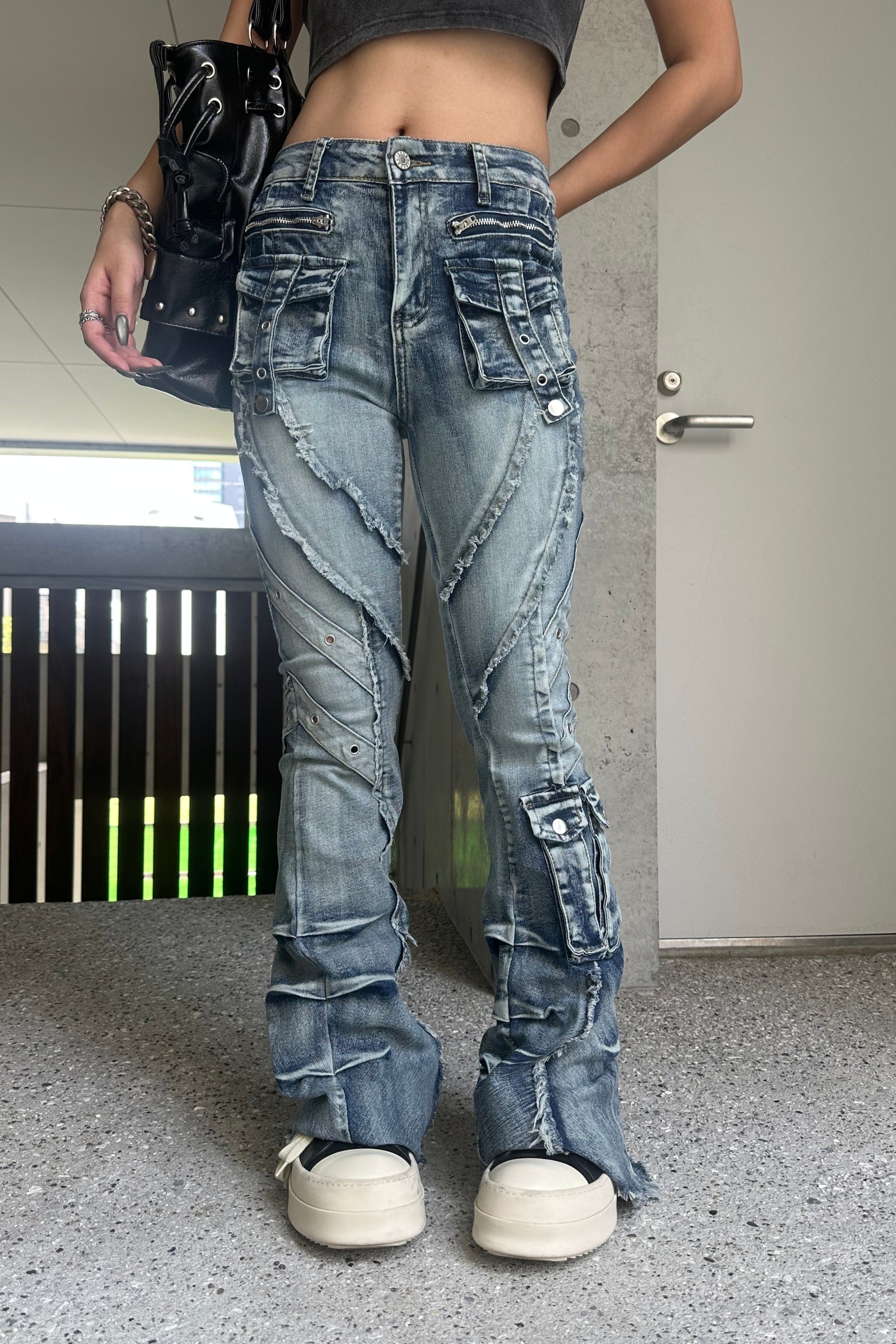 fringe line flare denim KSG19303
