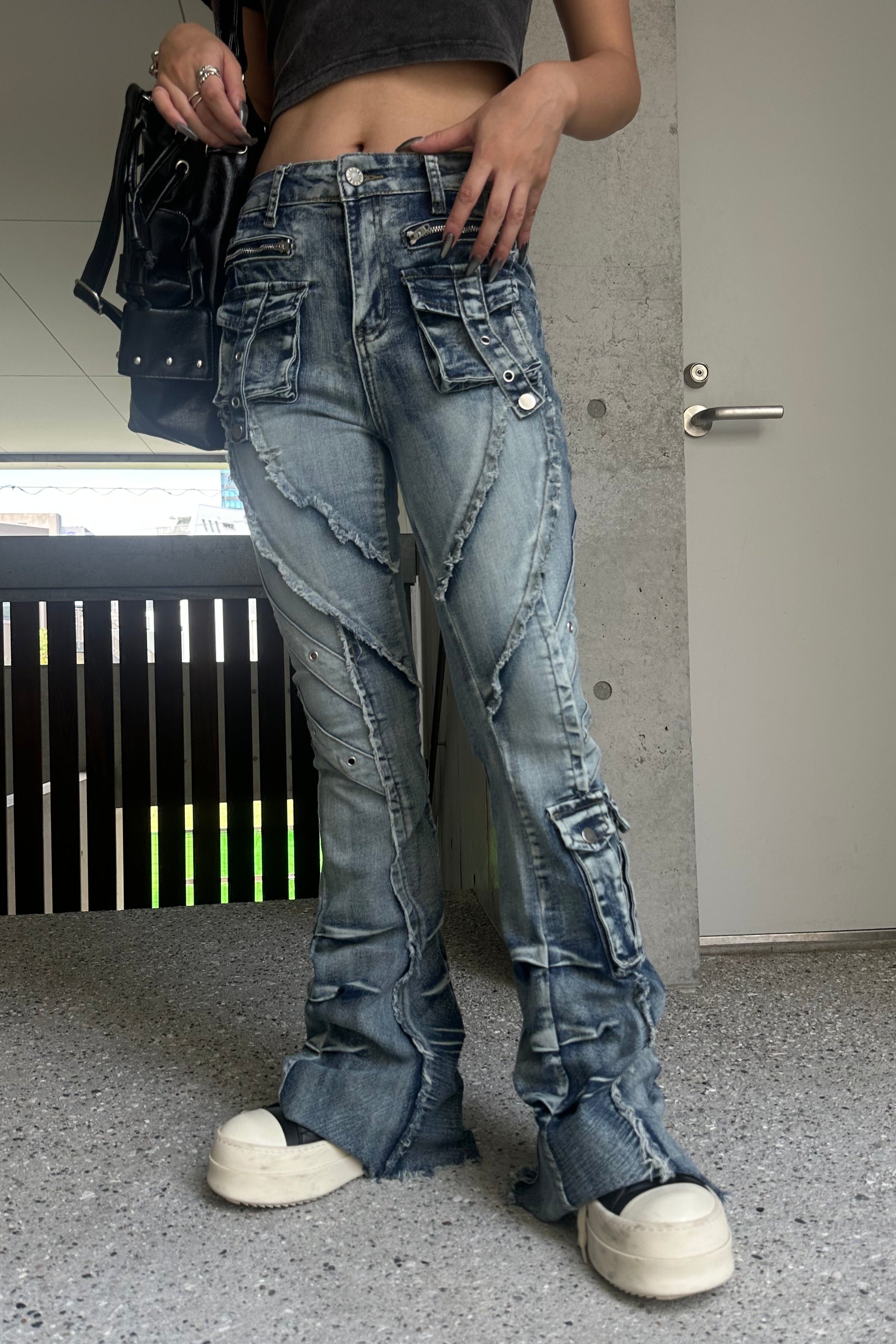 fringe line flare denim KSG19303