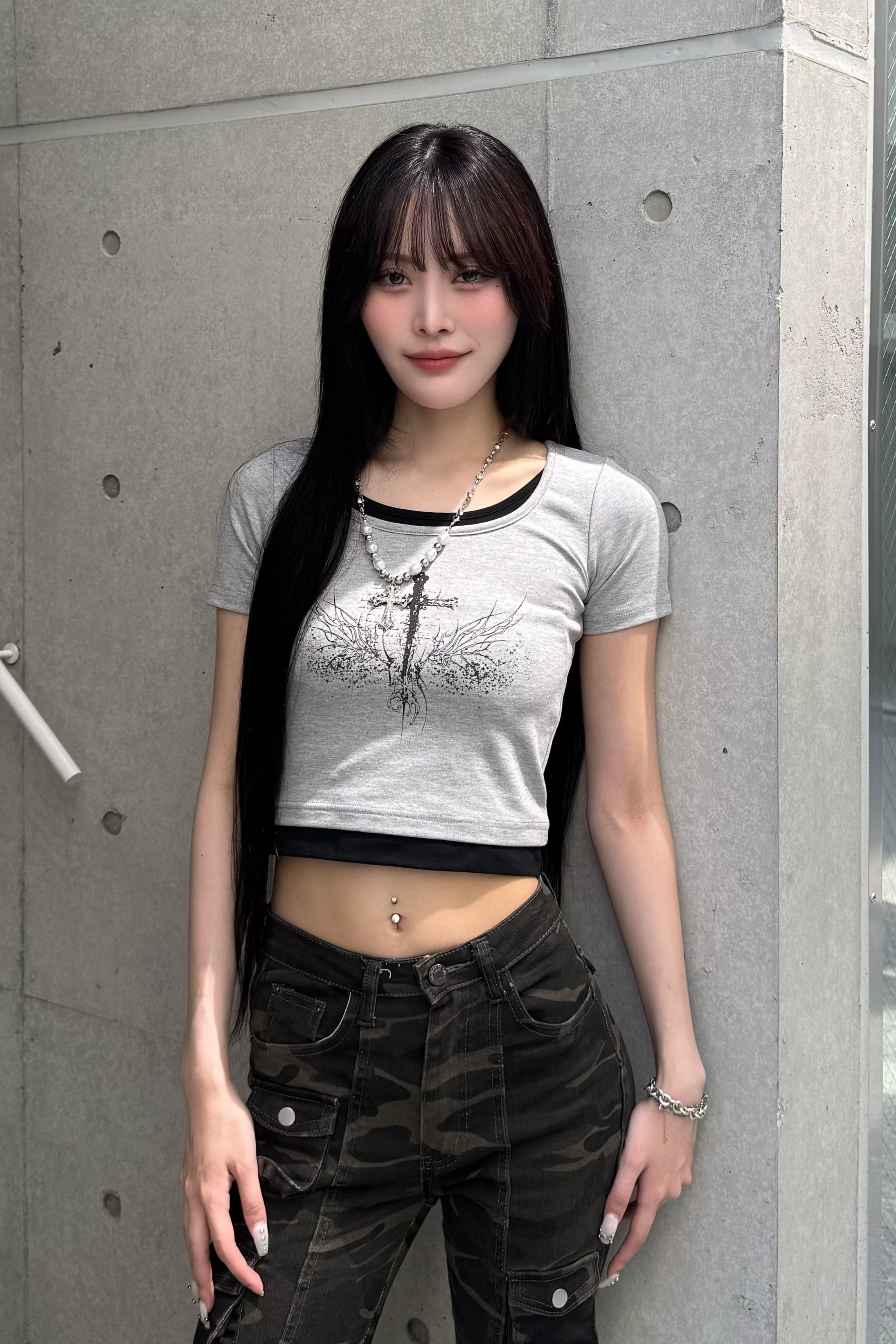 クロスデザインクロップドTシャツ KSG20940