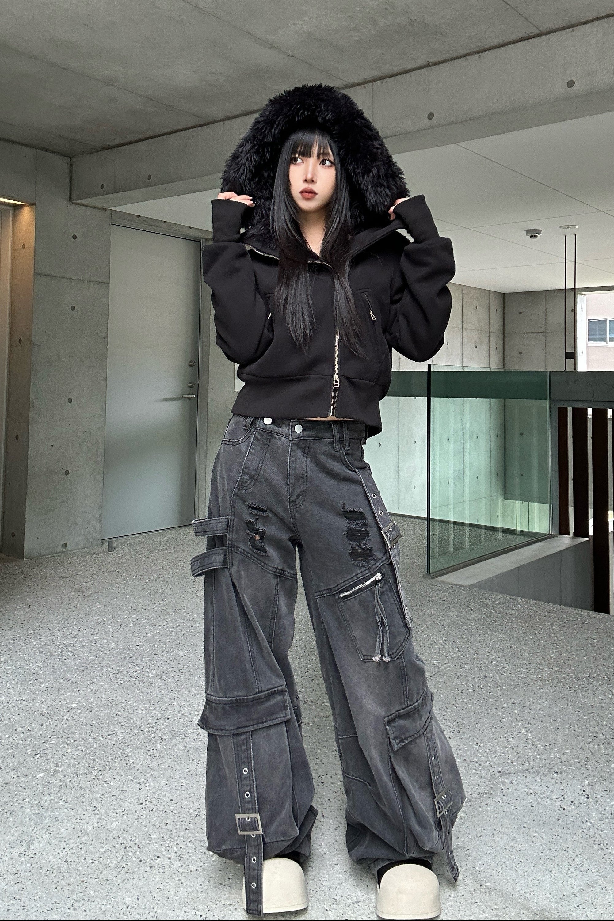 フェイクファージップアップジャケット KSG30077