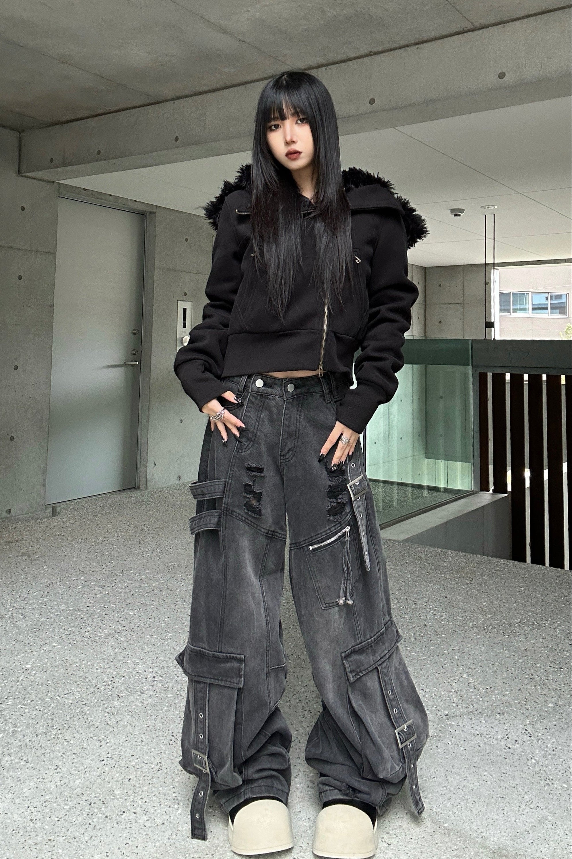 フェイクファージップアップジャケット KSG30077