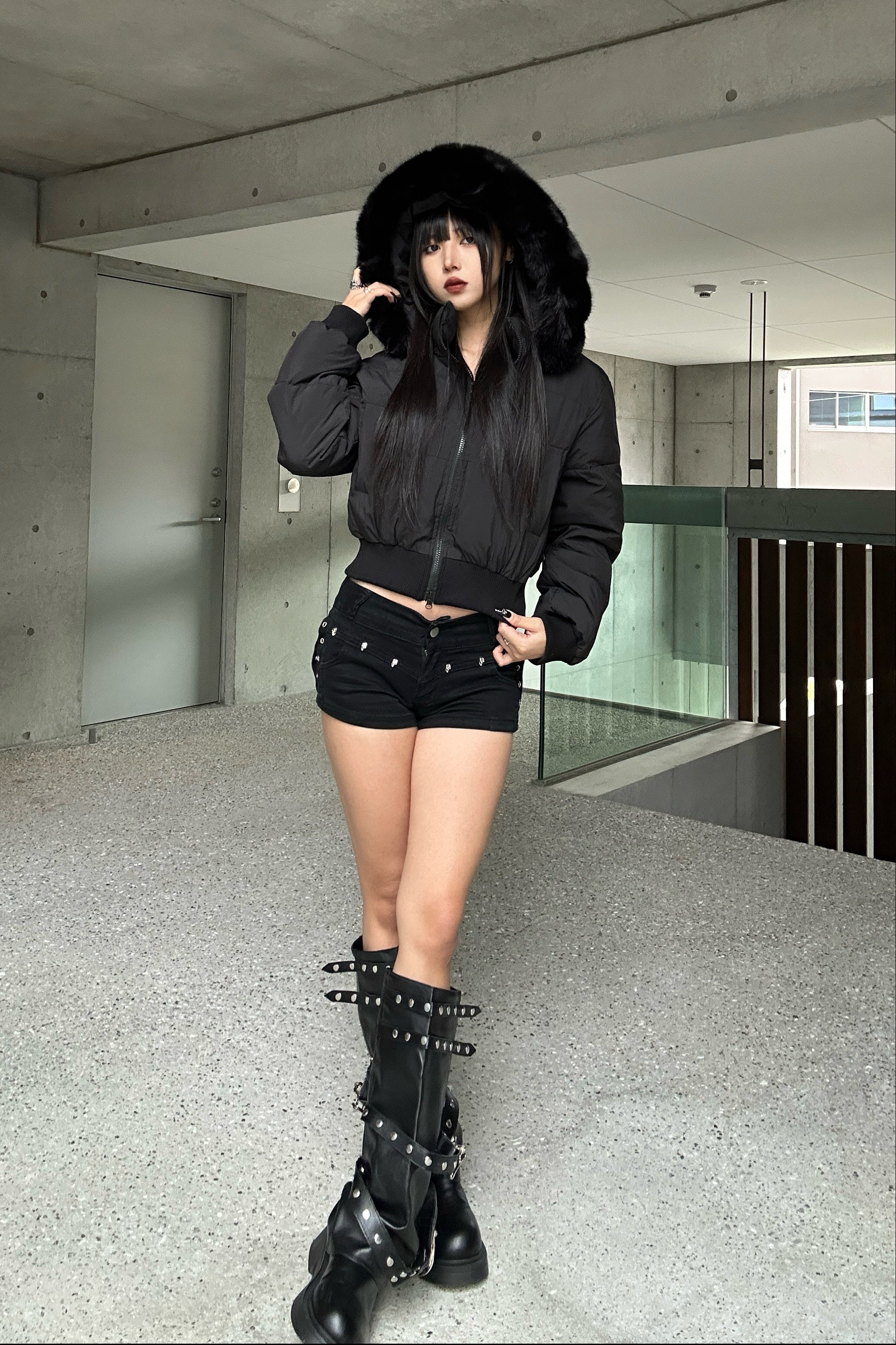 ファーフードダウンジャケット KSG30075