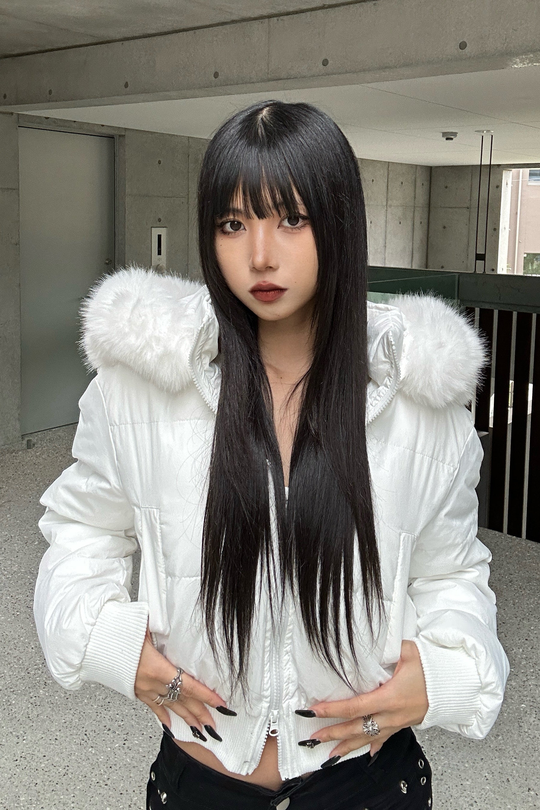 ファーフードダウンジャケット KSG30075