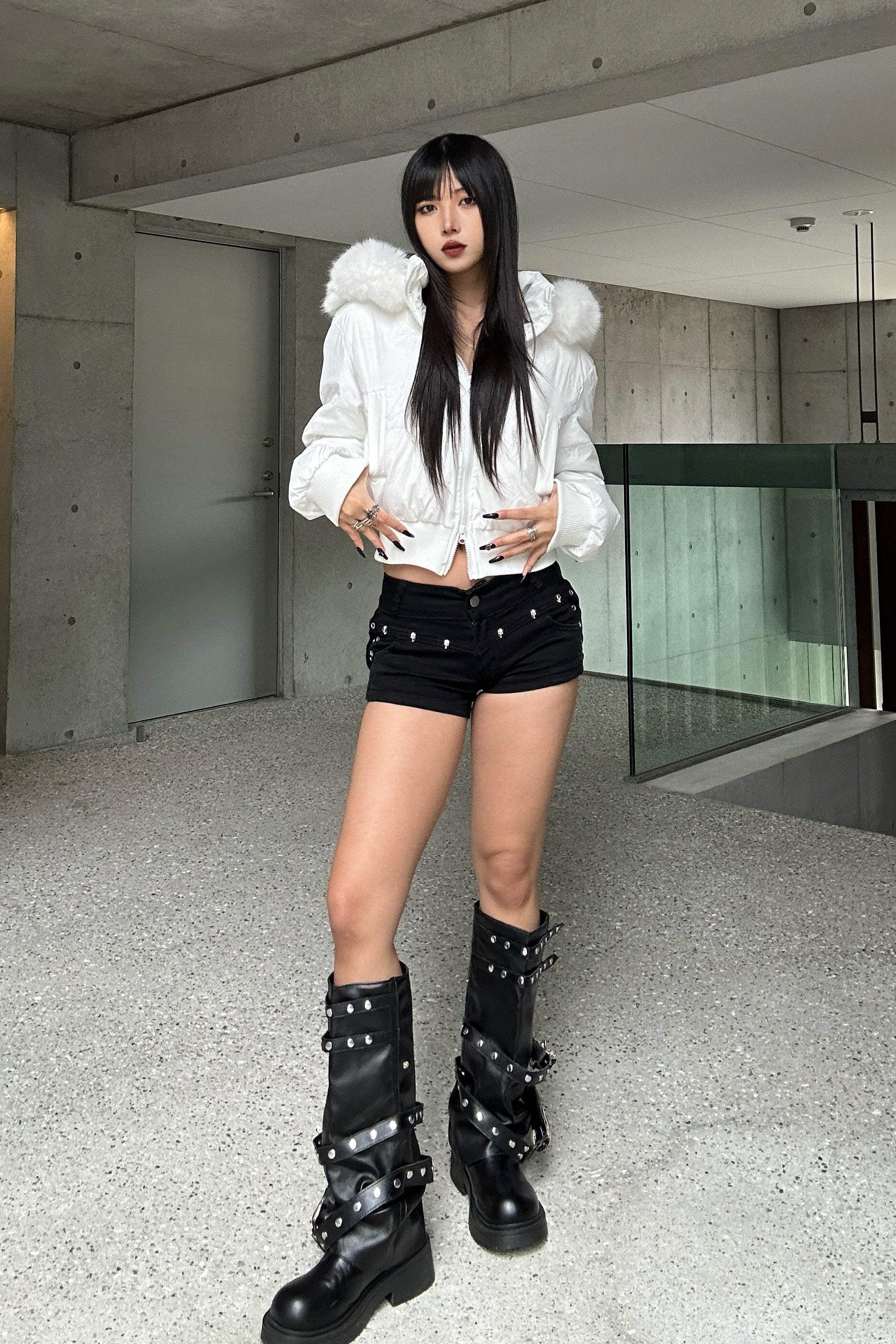 ファーフードダウンジャケット KSG30075