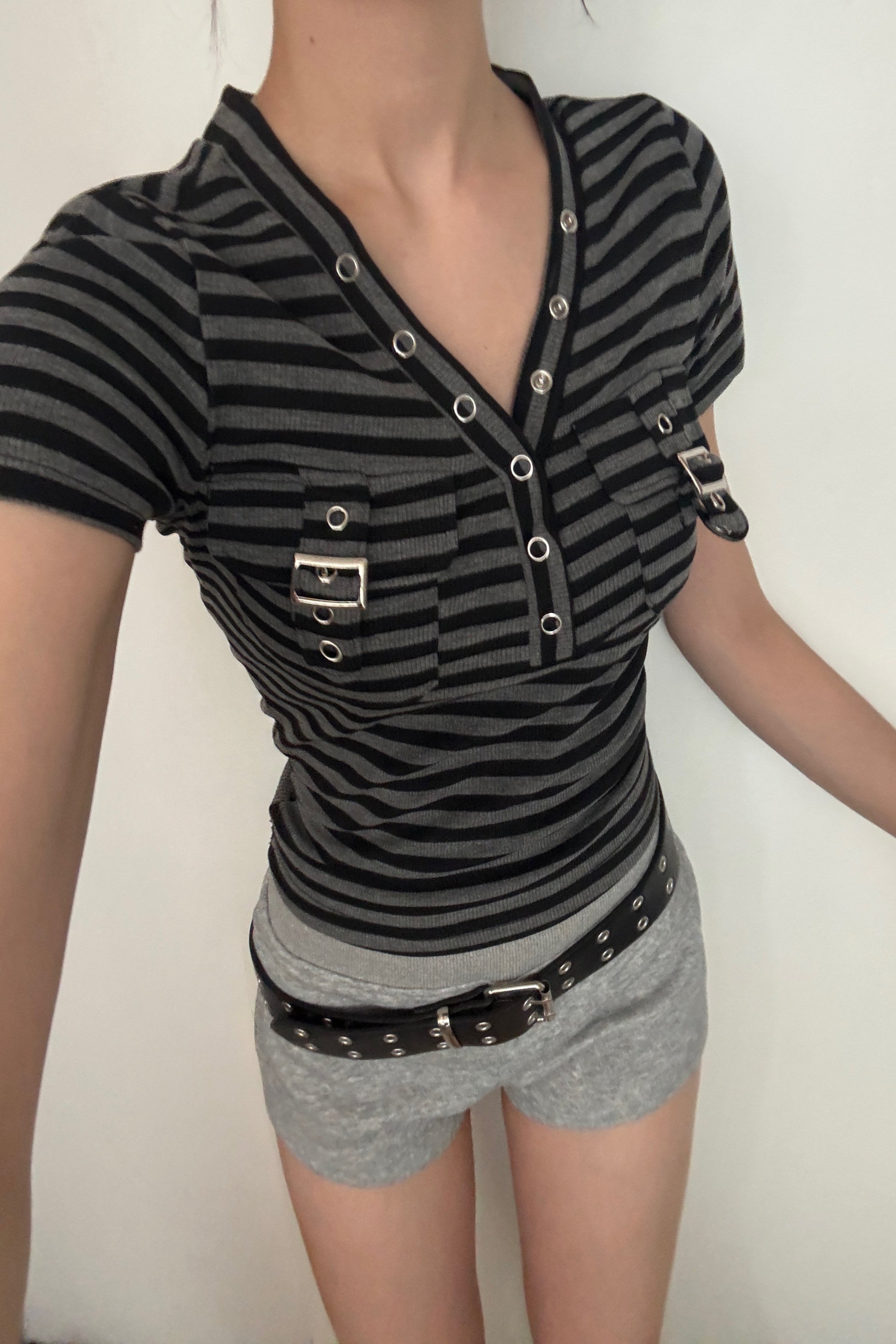border pocket v-neck T KSG20925