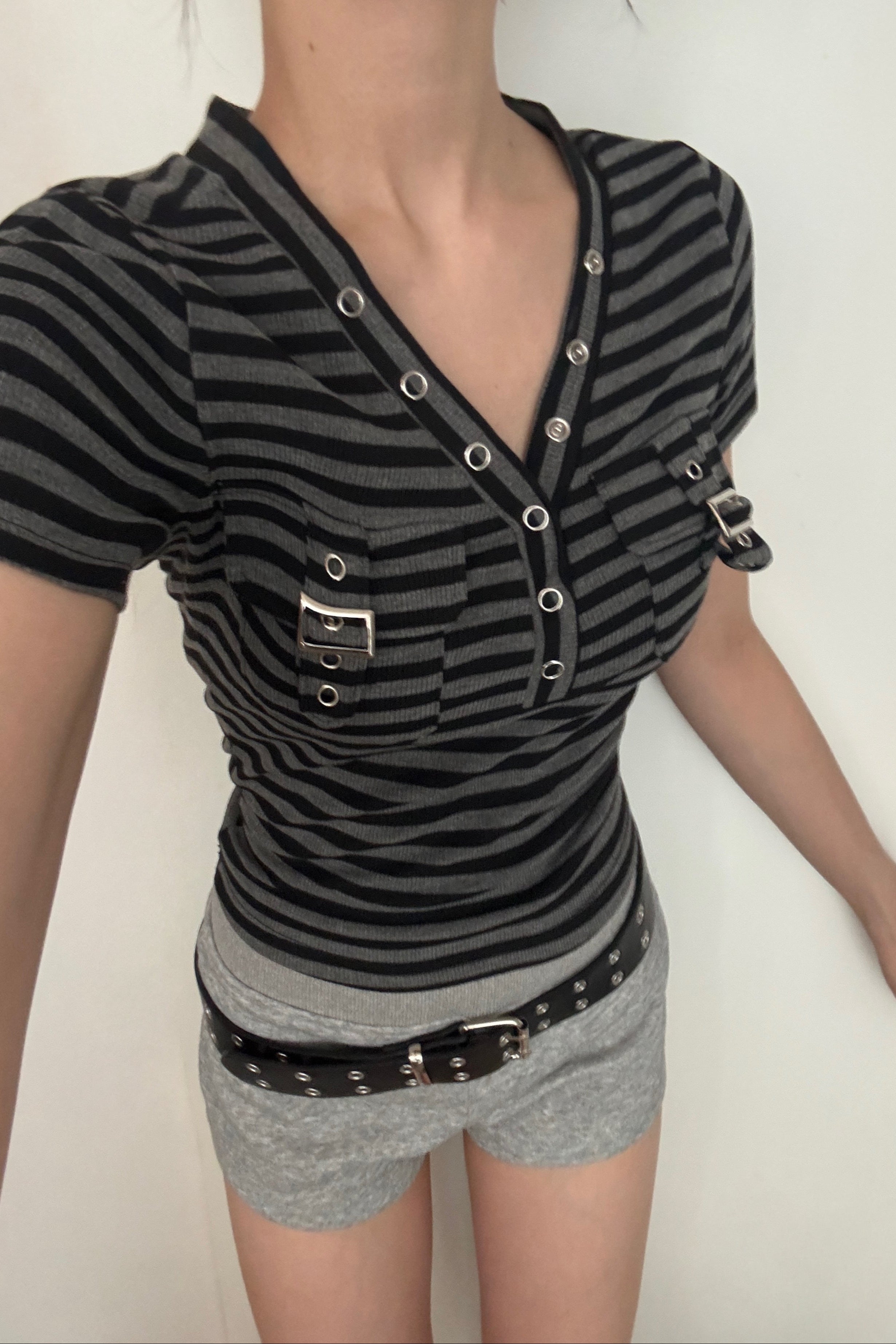 border pocket v-neck T KSG20925