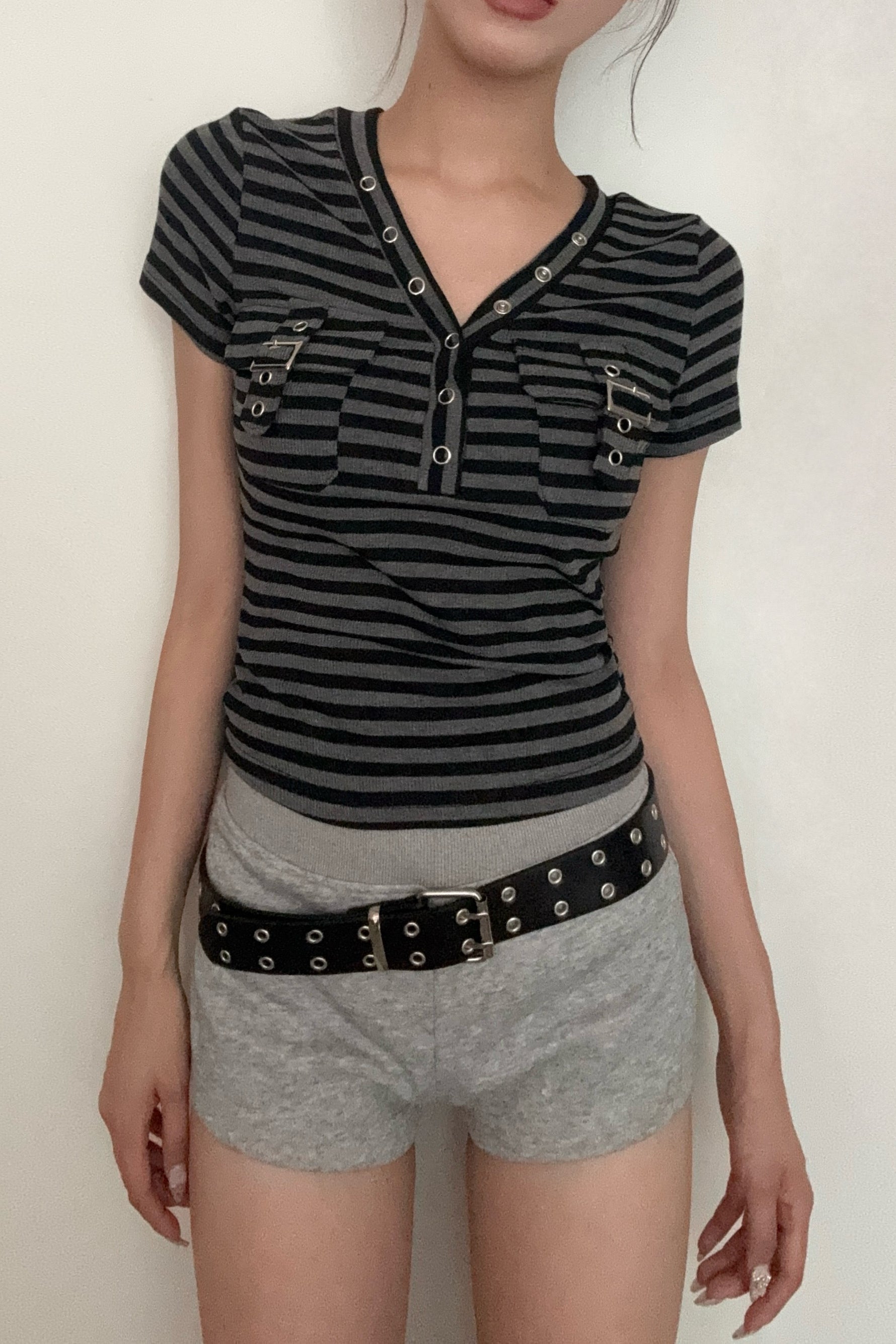 border pocket v-neck T KSG20925