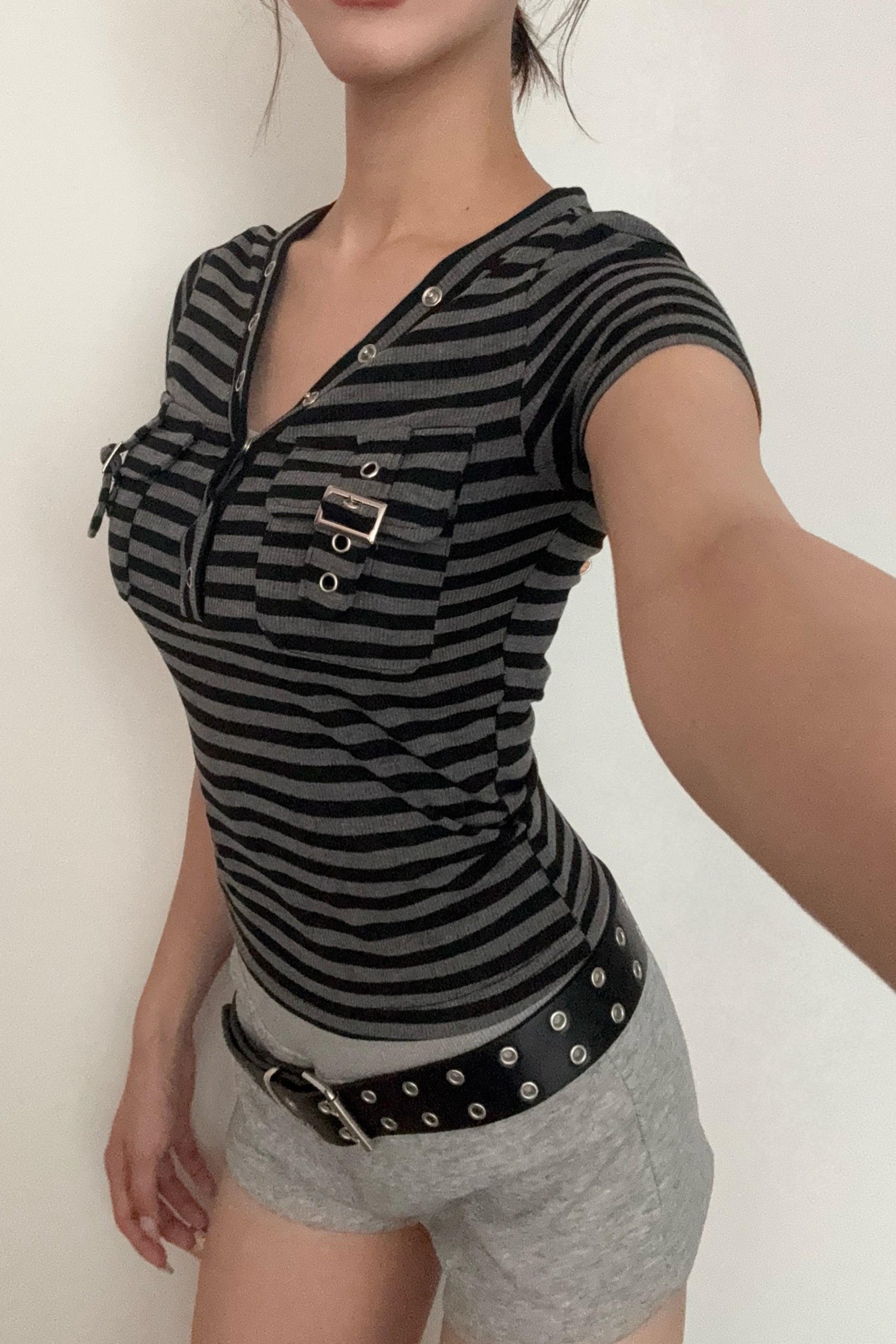 border pocket v-neck T KSG20925