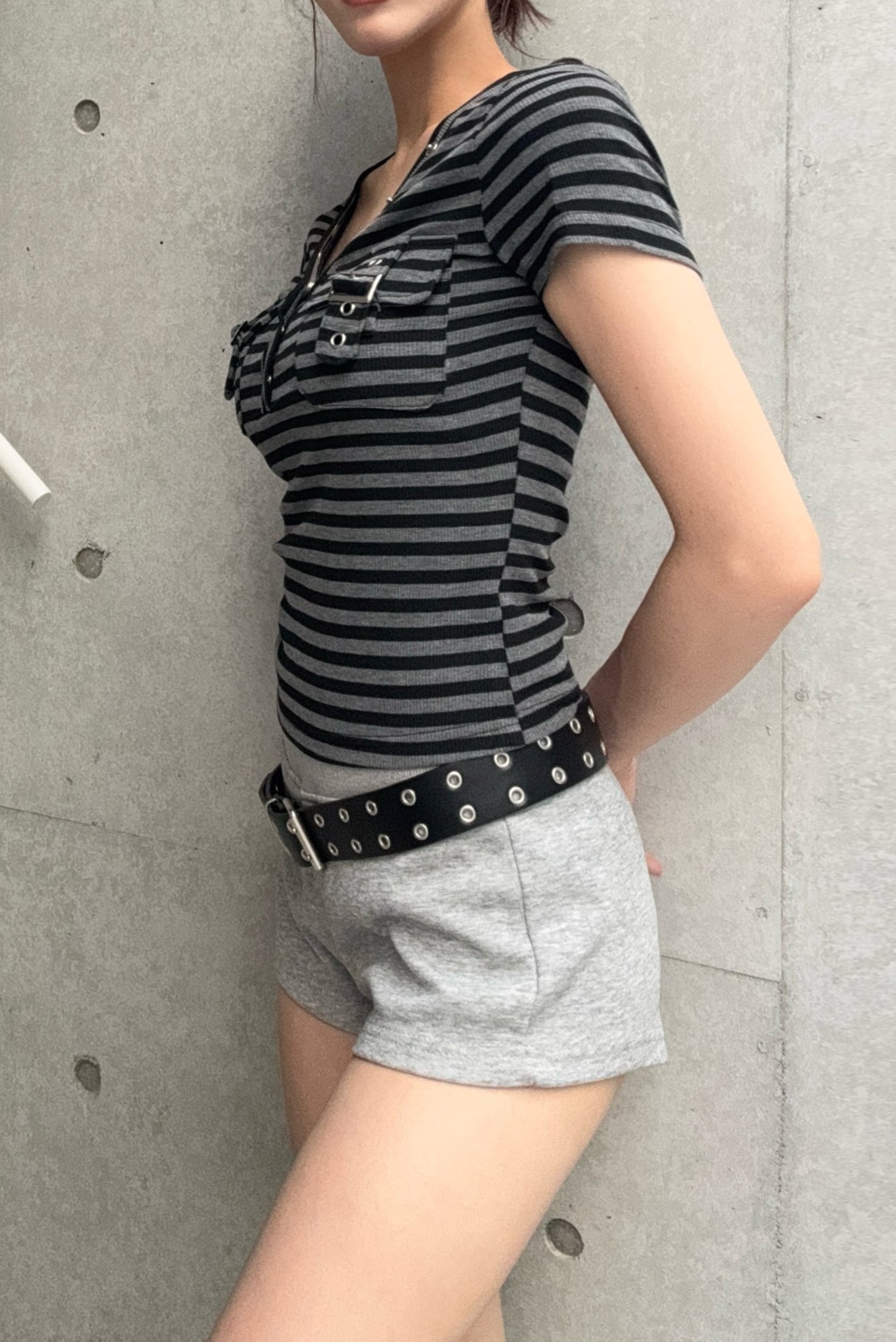 border pocket v-neck T KSG20925