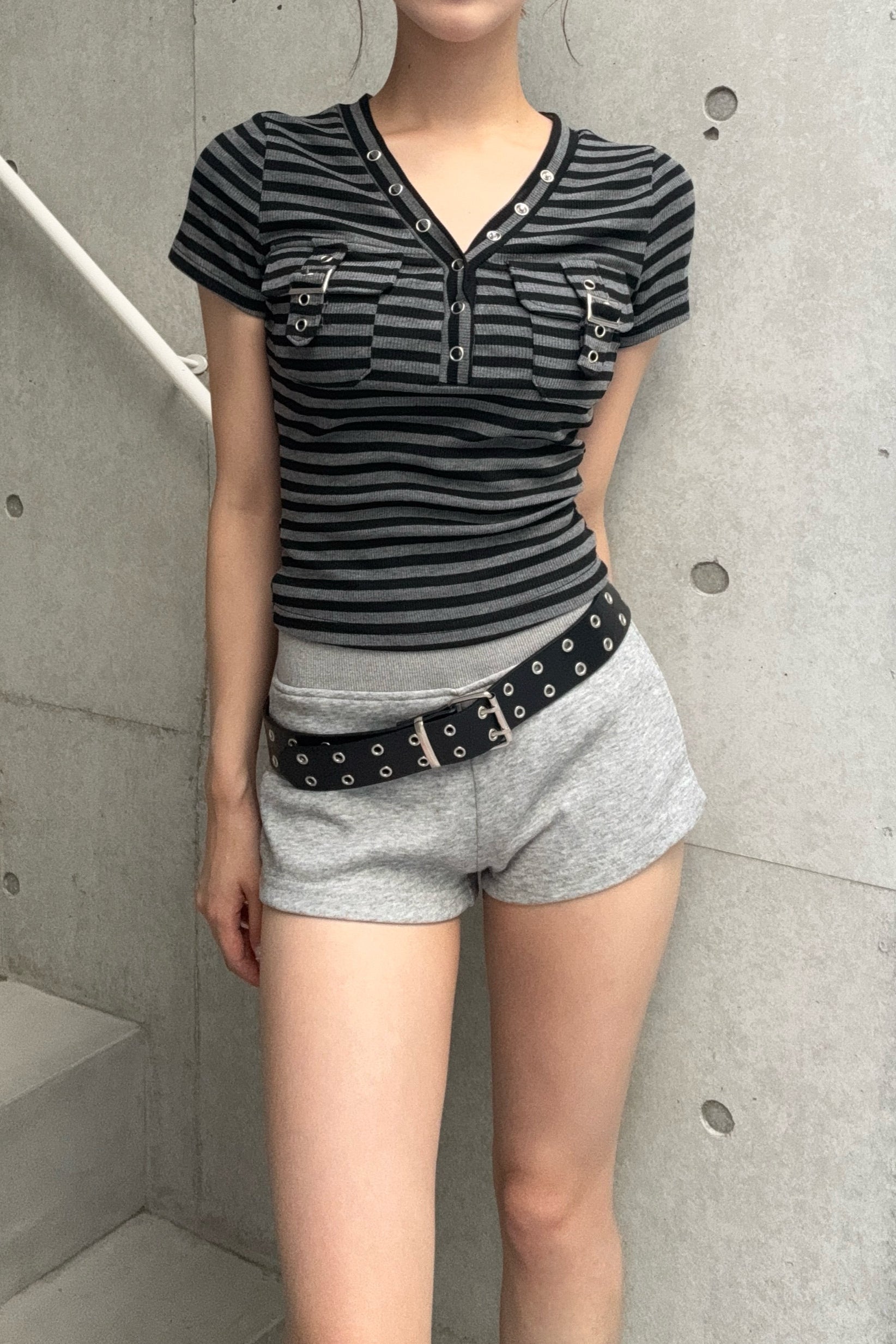 border pocket v-neck T KSG20925