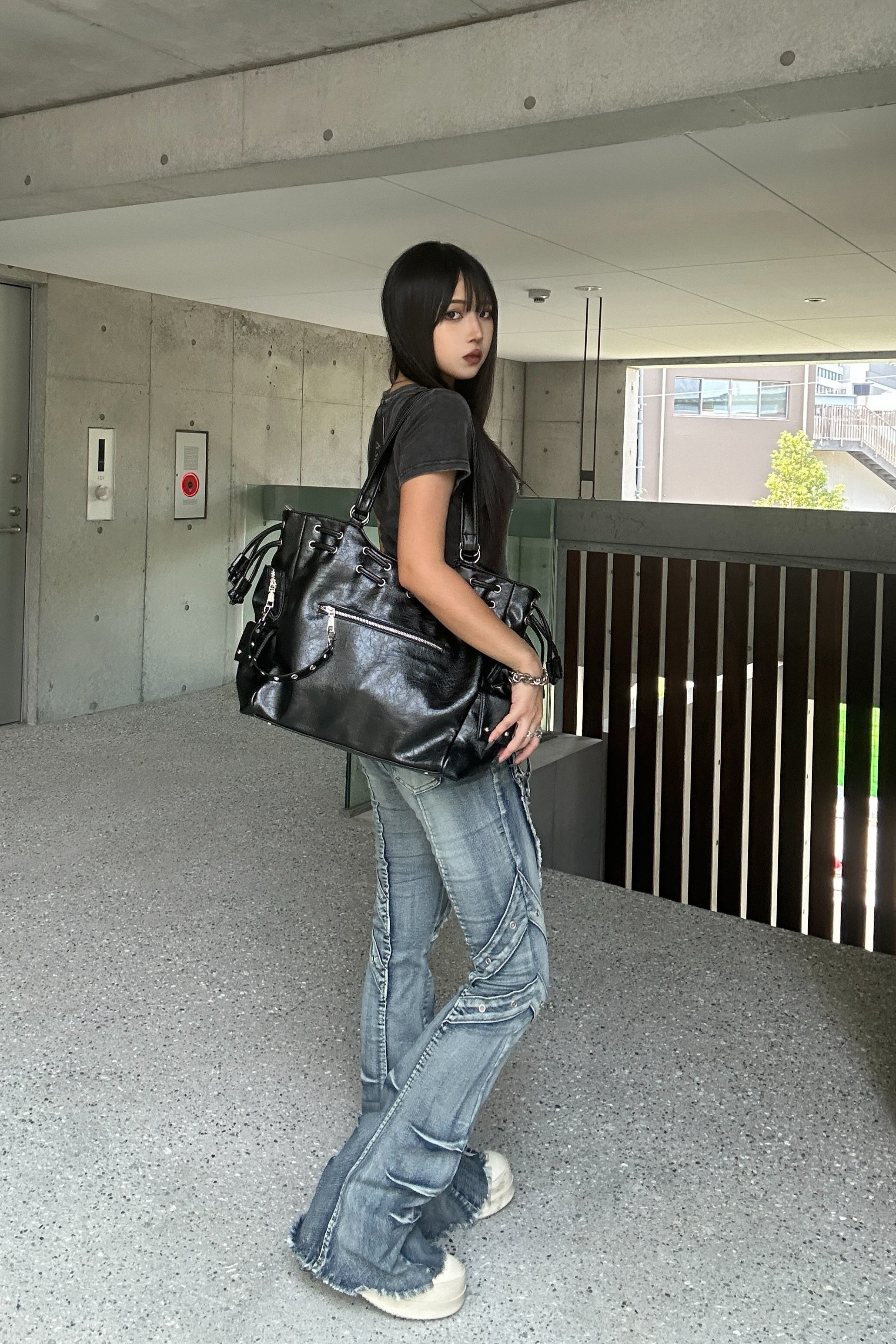 fringe line flare denim KSG19303