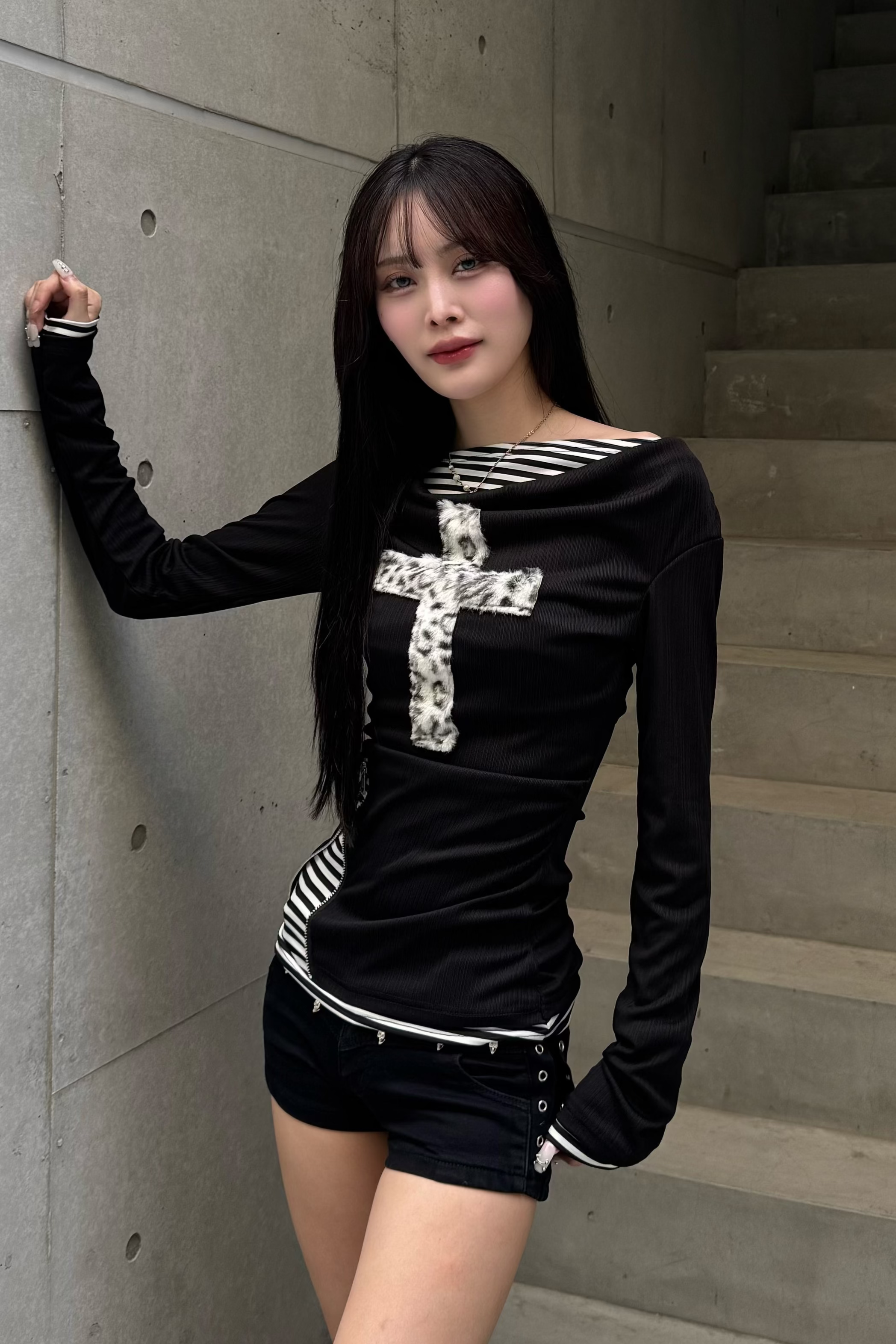 fuwafuwa zip layered top KSG20947
