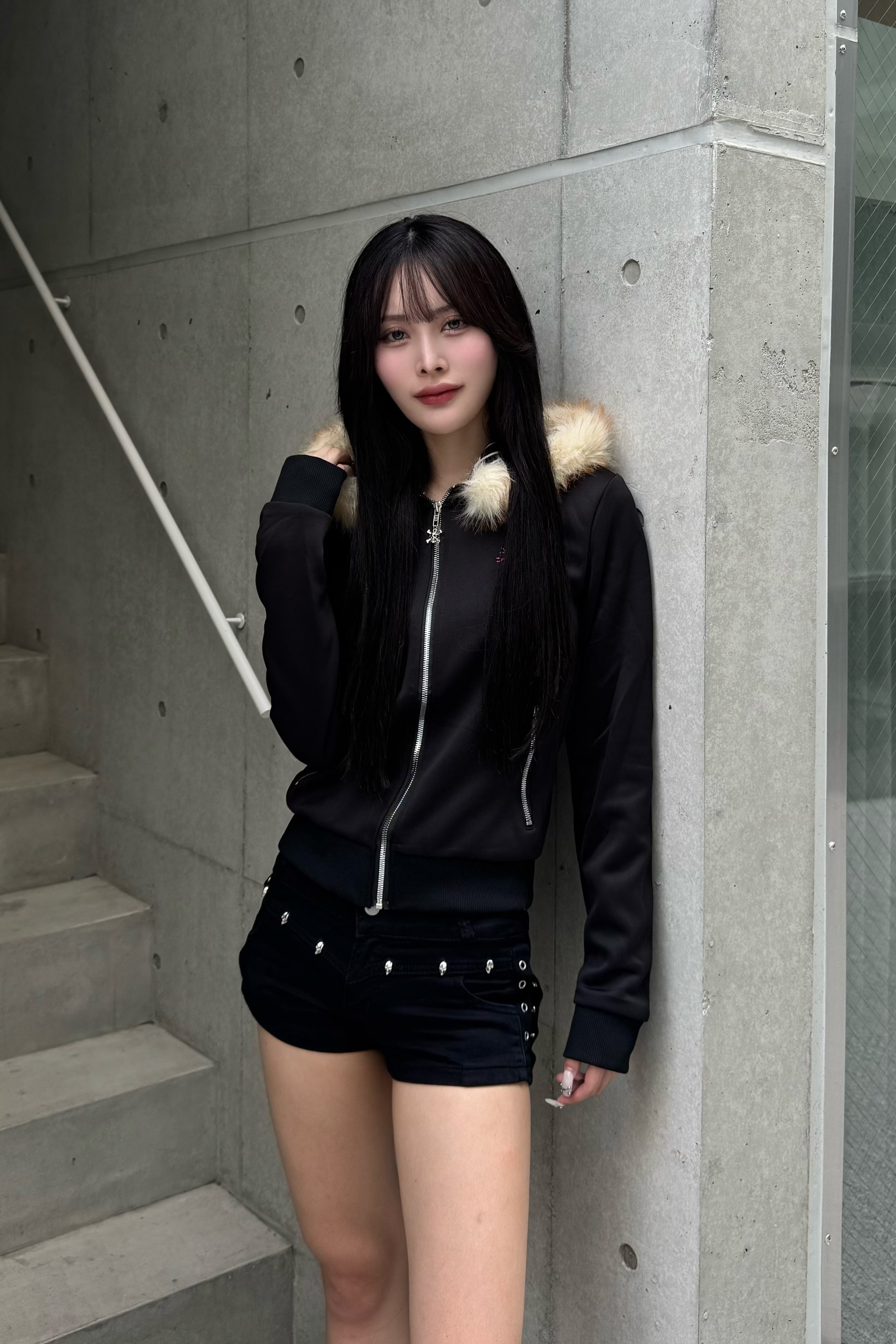 pinkie skull fur zip KSG20946