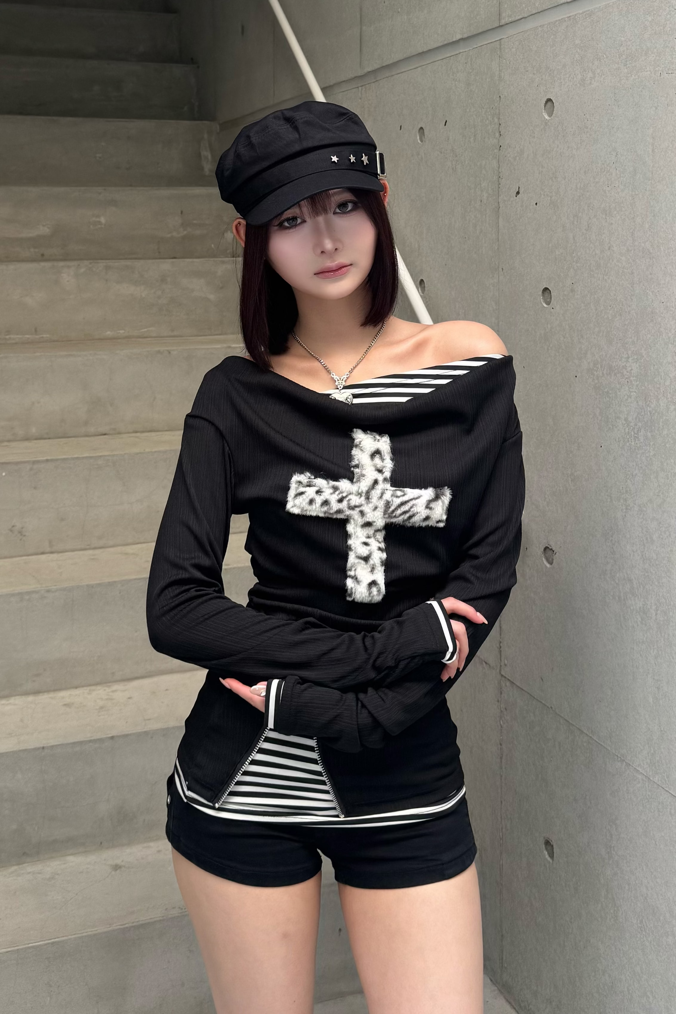 fuwafuwa zip layered top KSG20947