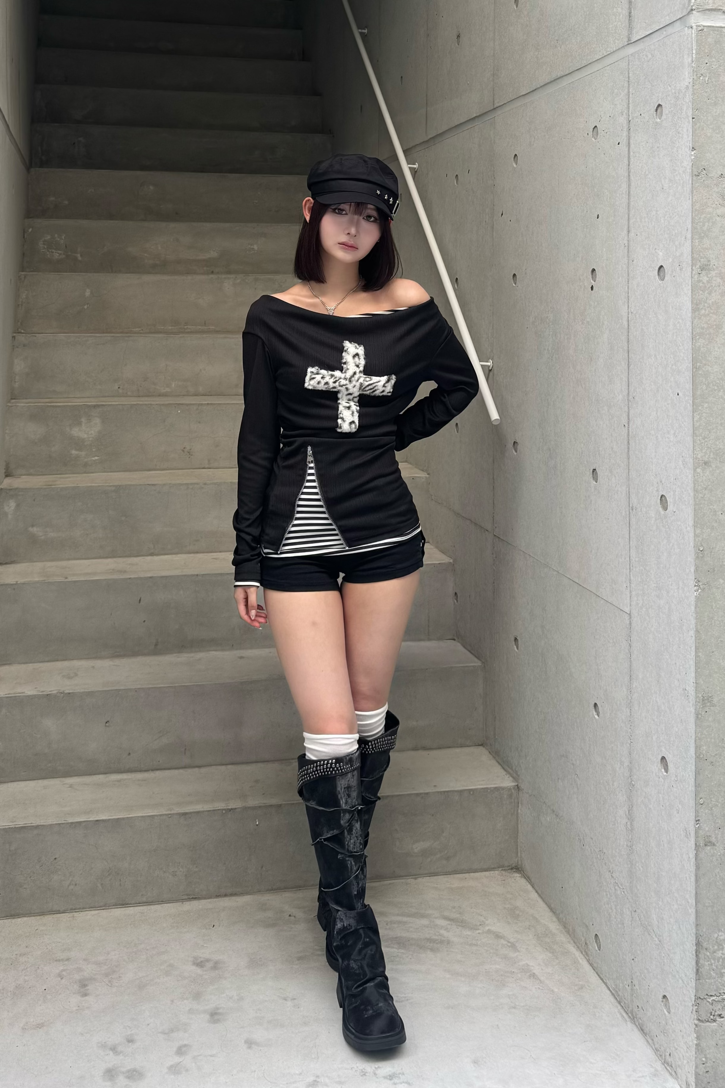 fuwafuwa zip layered top KSG20947