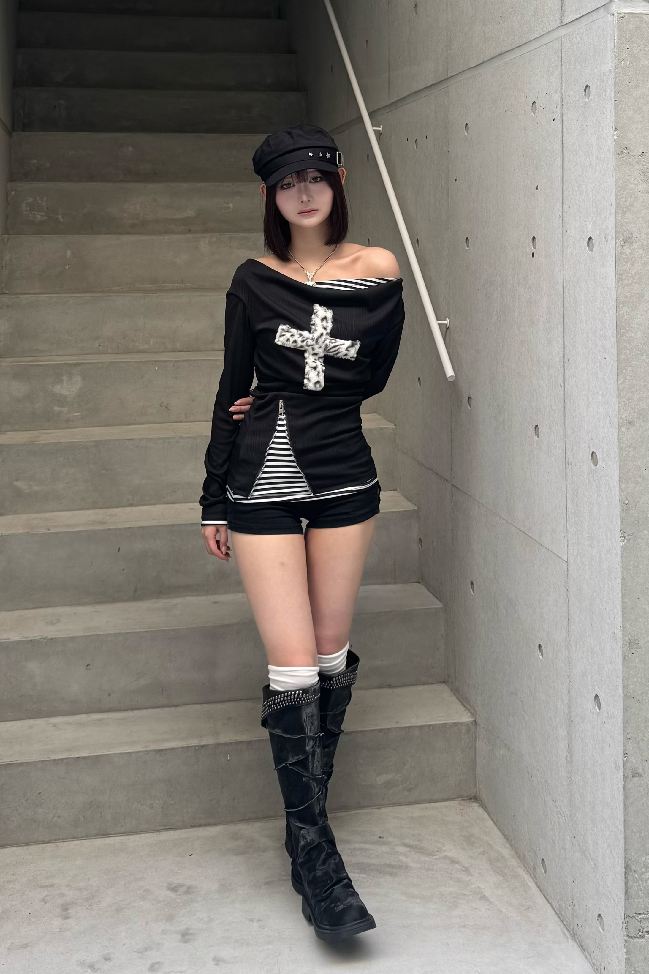 fuwafuwa zip layered top KSG20947