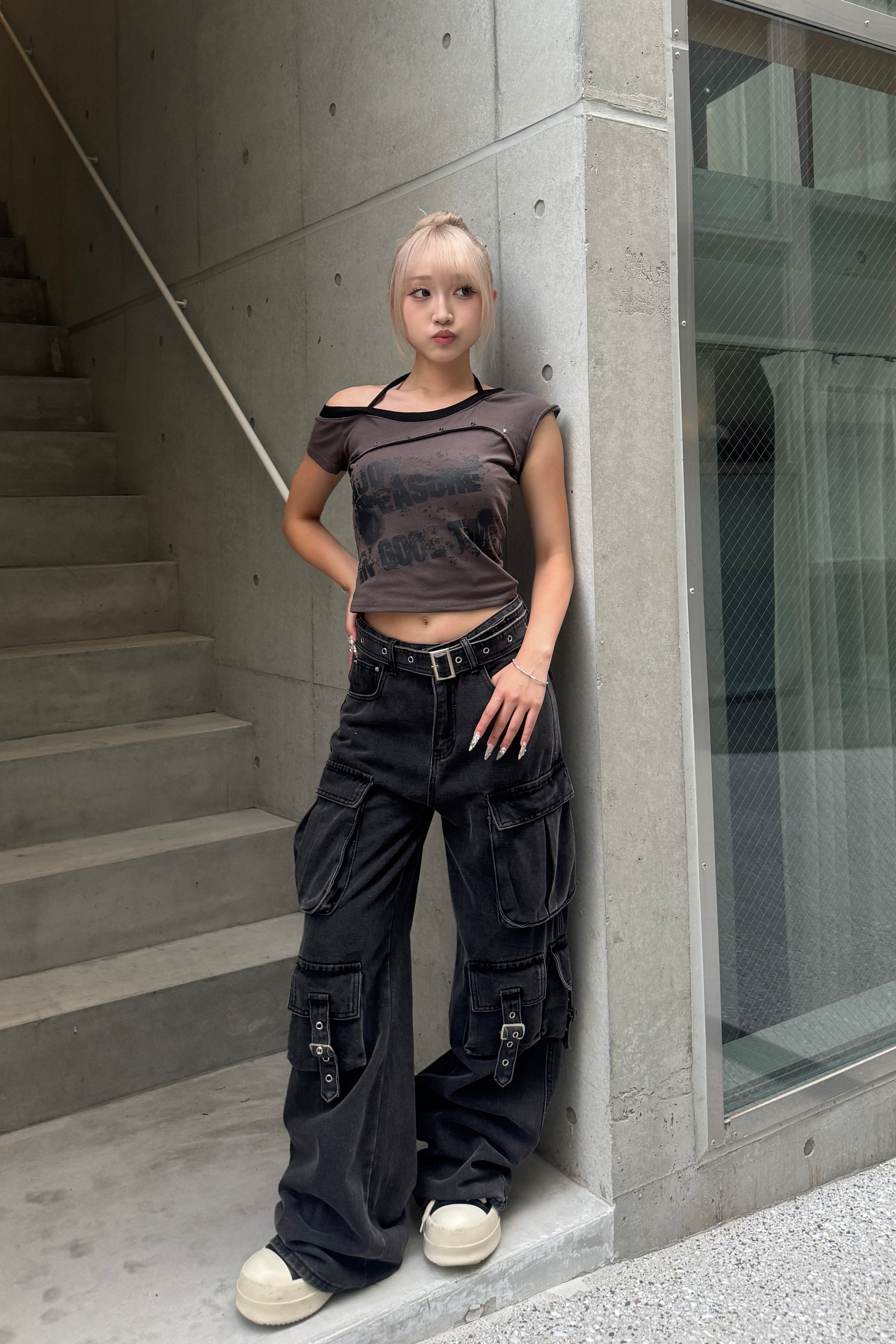 studs halter layered neck T KSG20914